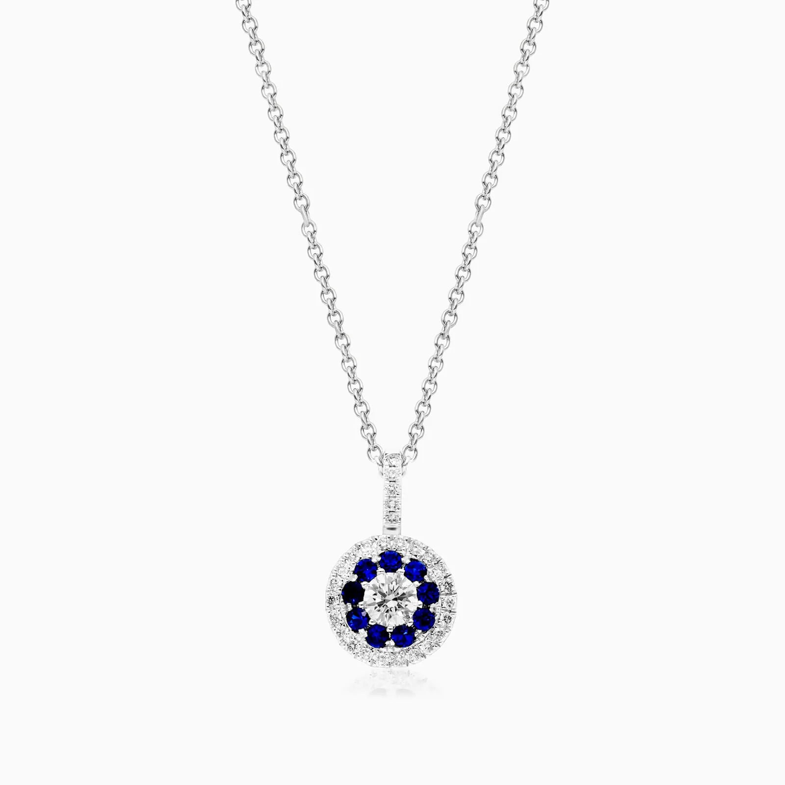 Corrente feminina em Ouro 18k diamantes e Safiras Luxo
