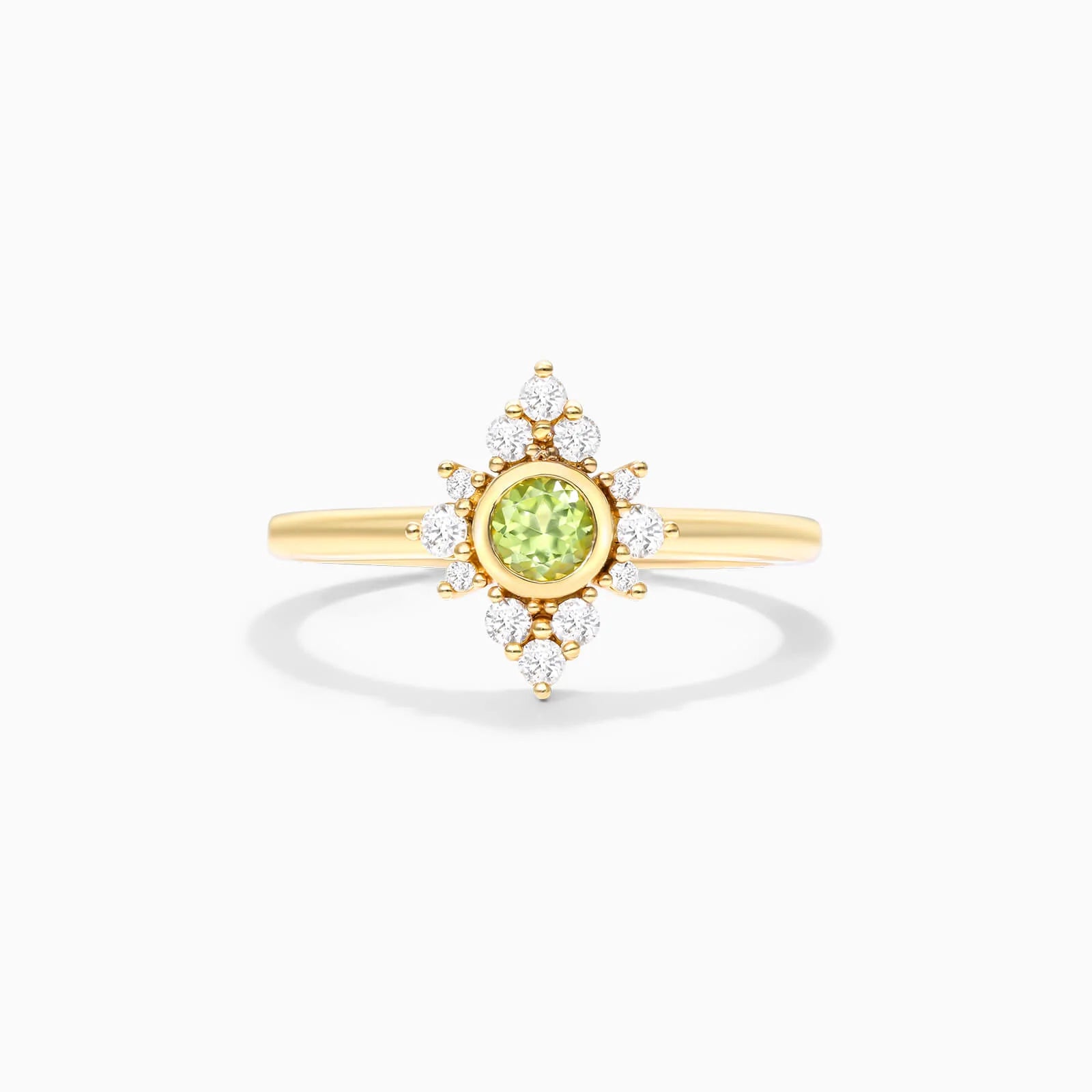 Anel De Ouro 18k c/ Peridoto e Diamantes Brilhantes de Luxo