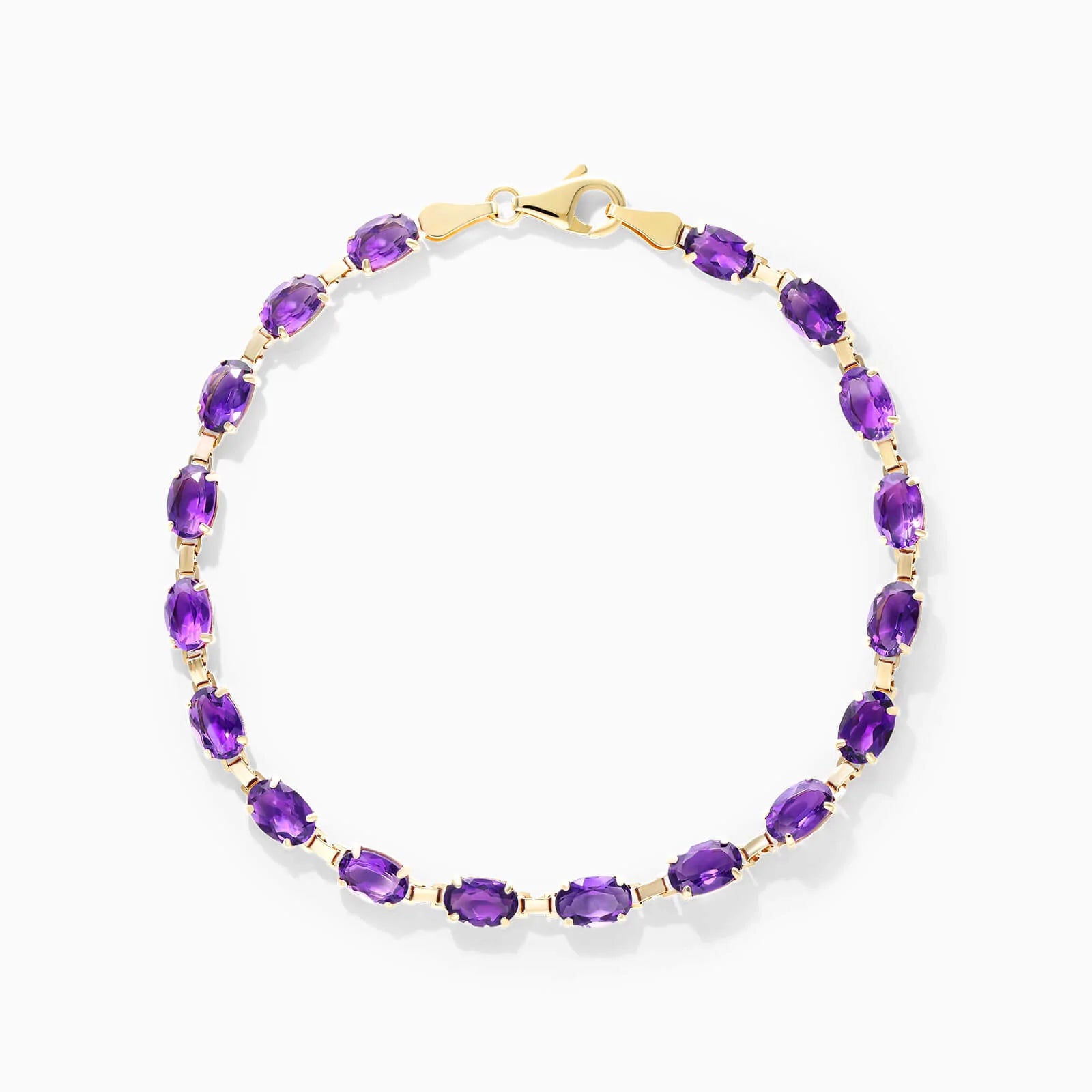 Pulseira Feminina de Ouro Amarelo 18k Ametista Luxo