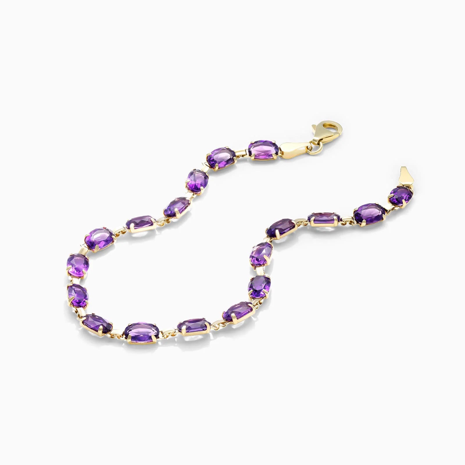 Pulseira Feminina de Ouro Amarelo 18k Ametista Luxo