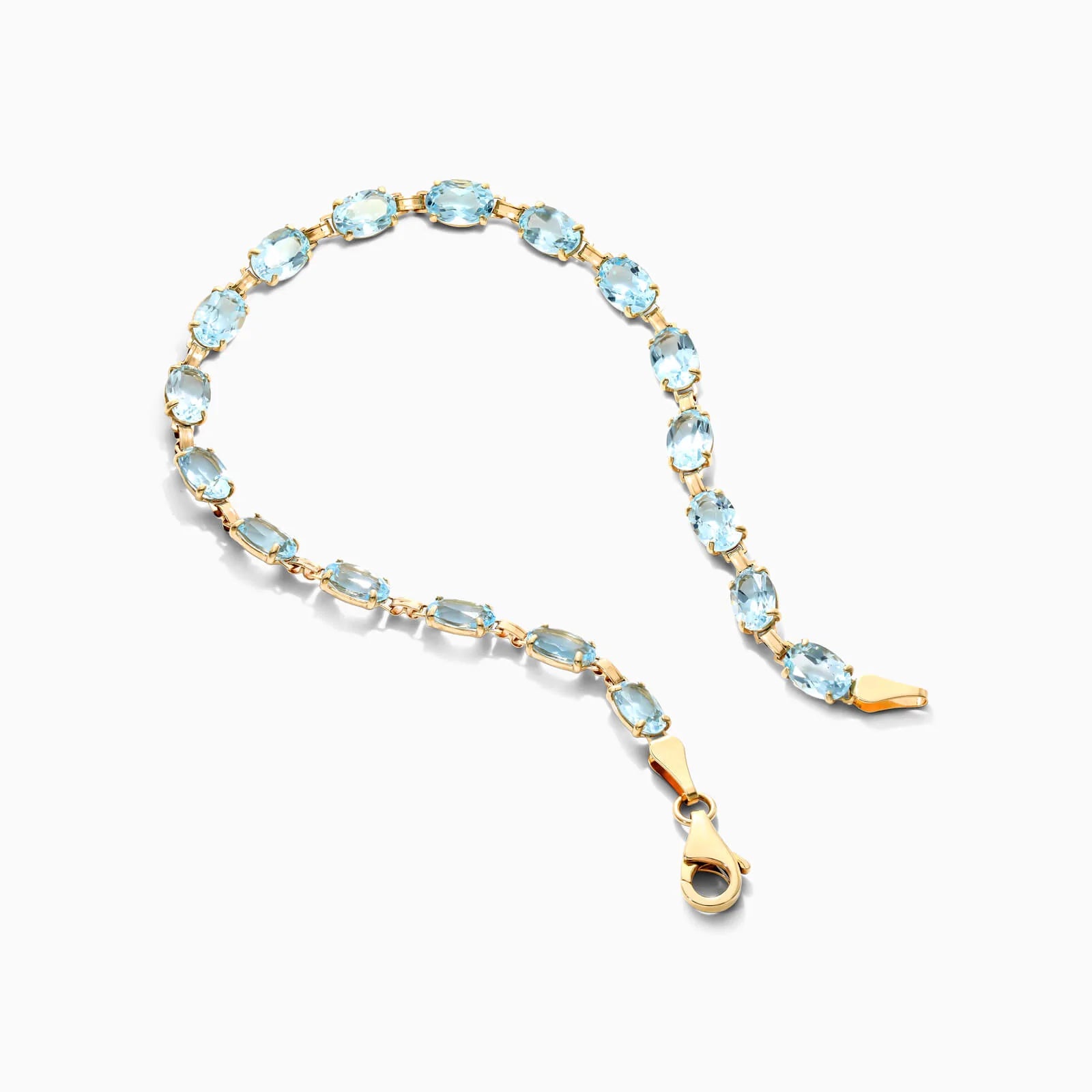 Pulseira Feminina de Ouro Amarelo 18k Topazio Azul Luxo