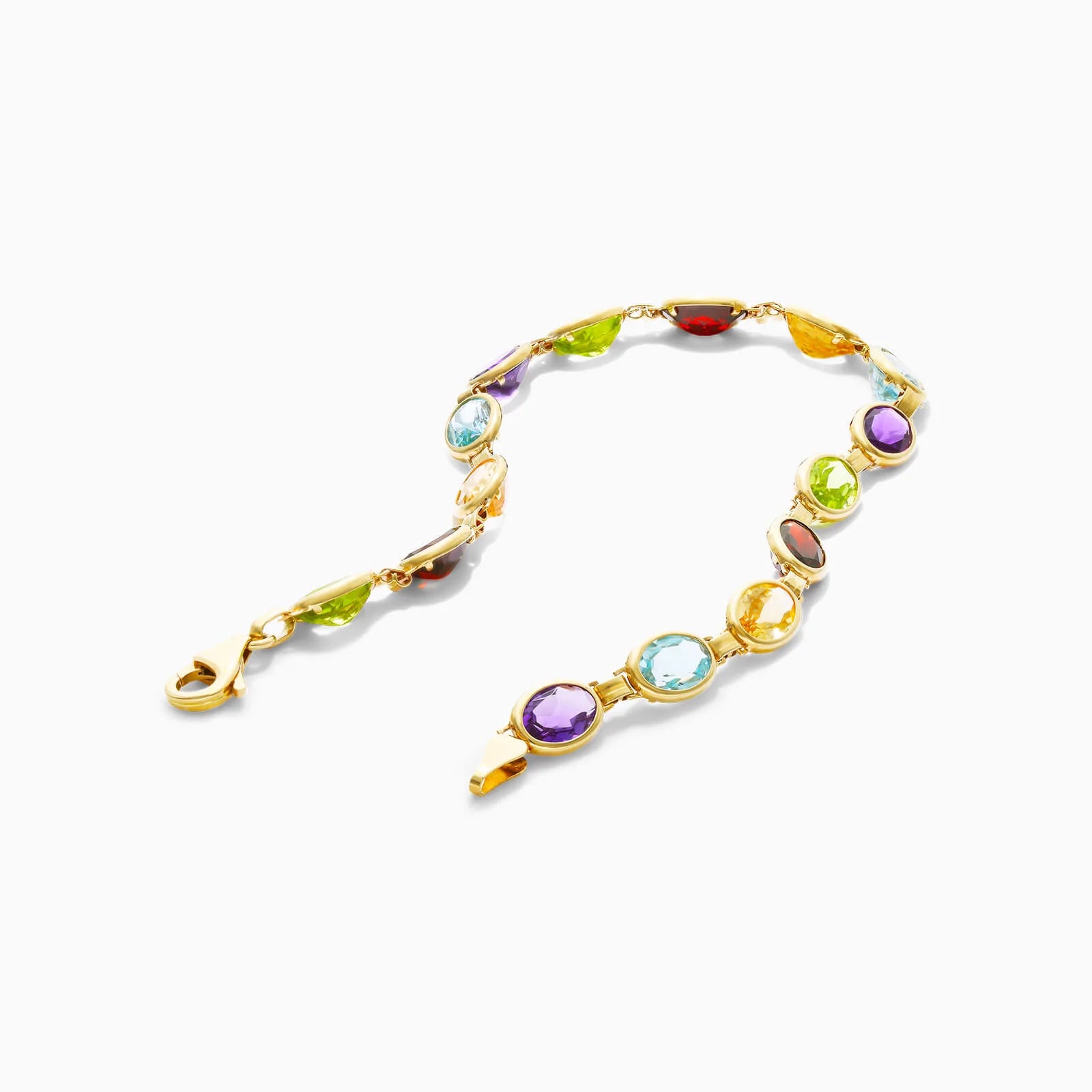 Pulseira Feminina de Ouro Amarelo 18k Pedras Coloridas de Luxo
