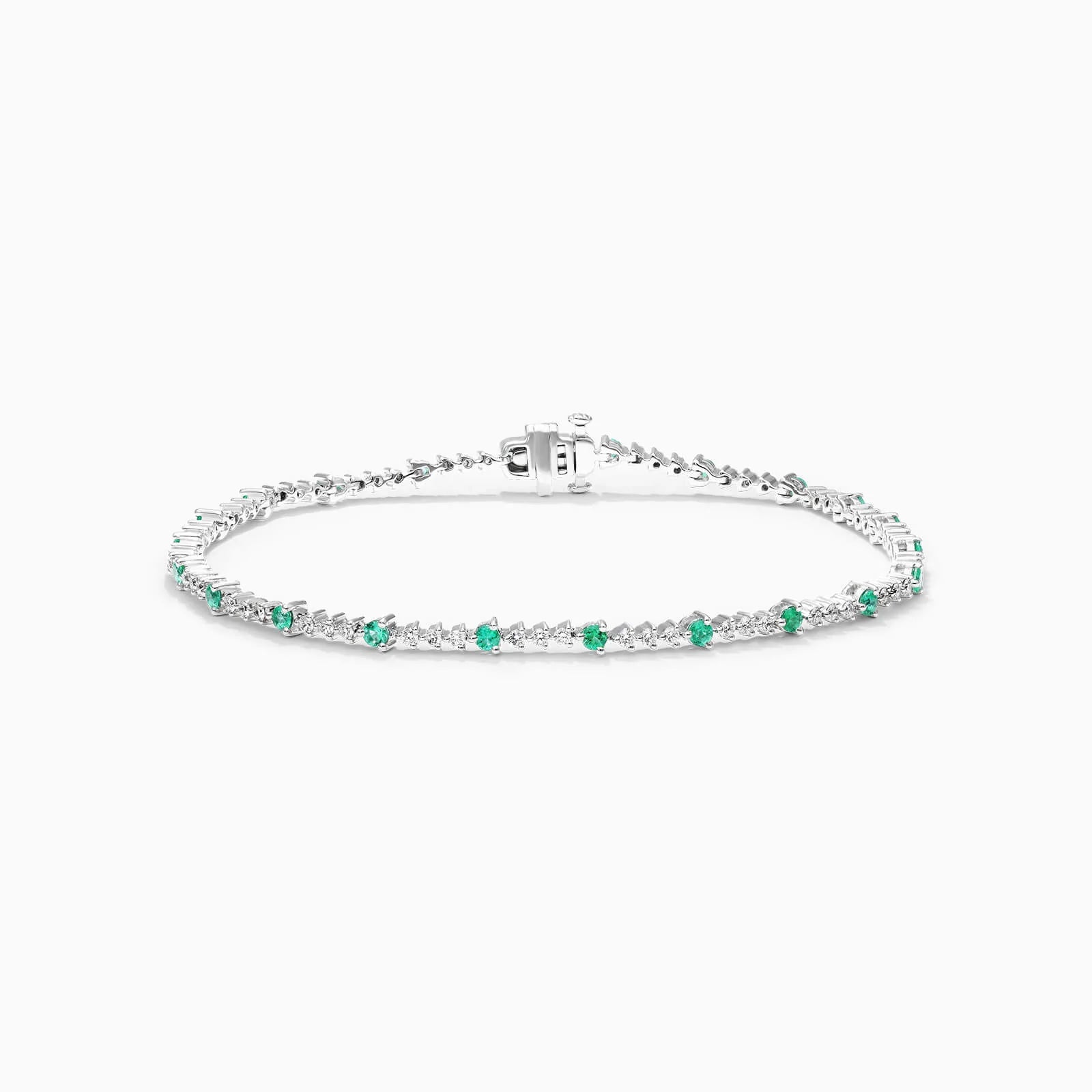 Pulseira Riviera Feminina de Ouro 18k Diamantes e Esmeralda Luxo