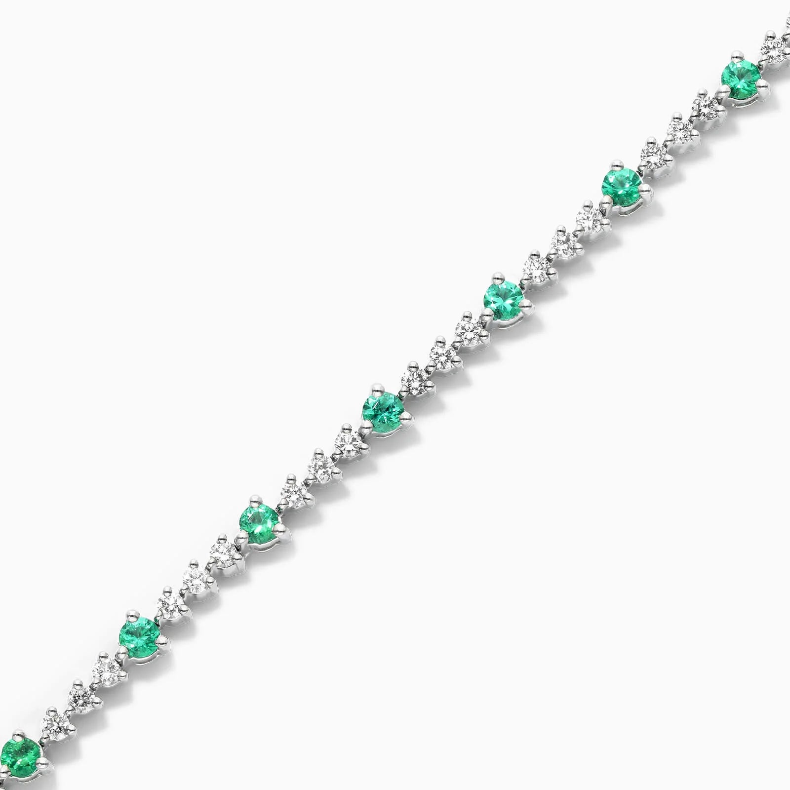 Pulseira Riviera Feminina de Ouro 18k Diamantes e Esmeralda Luxo