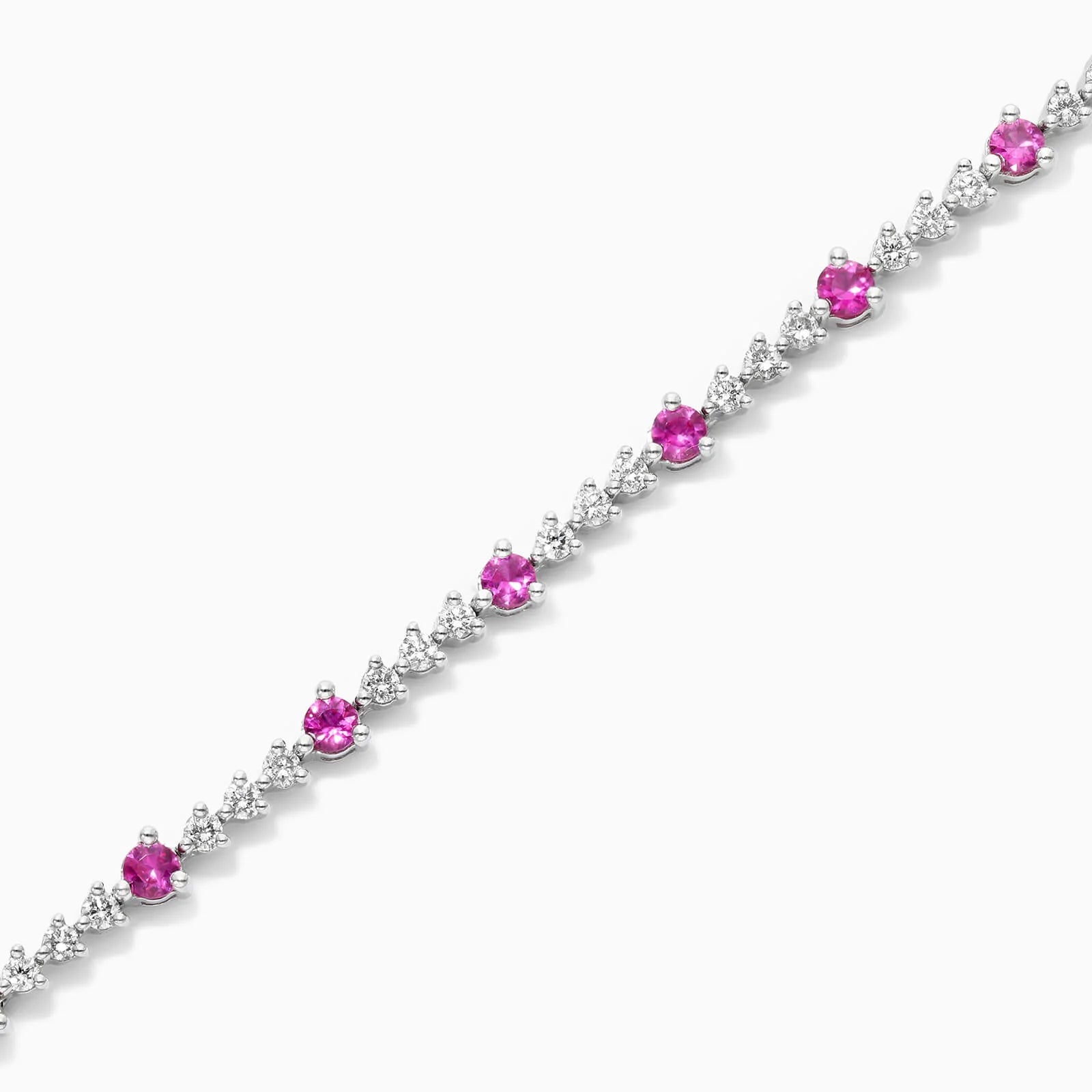 Pulseira Riviera Feminina de Ouro 18k Diamantes e Rubi Luxo