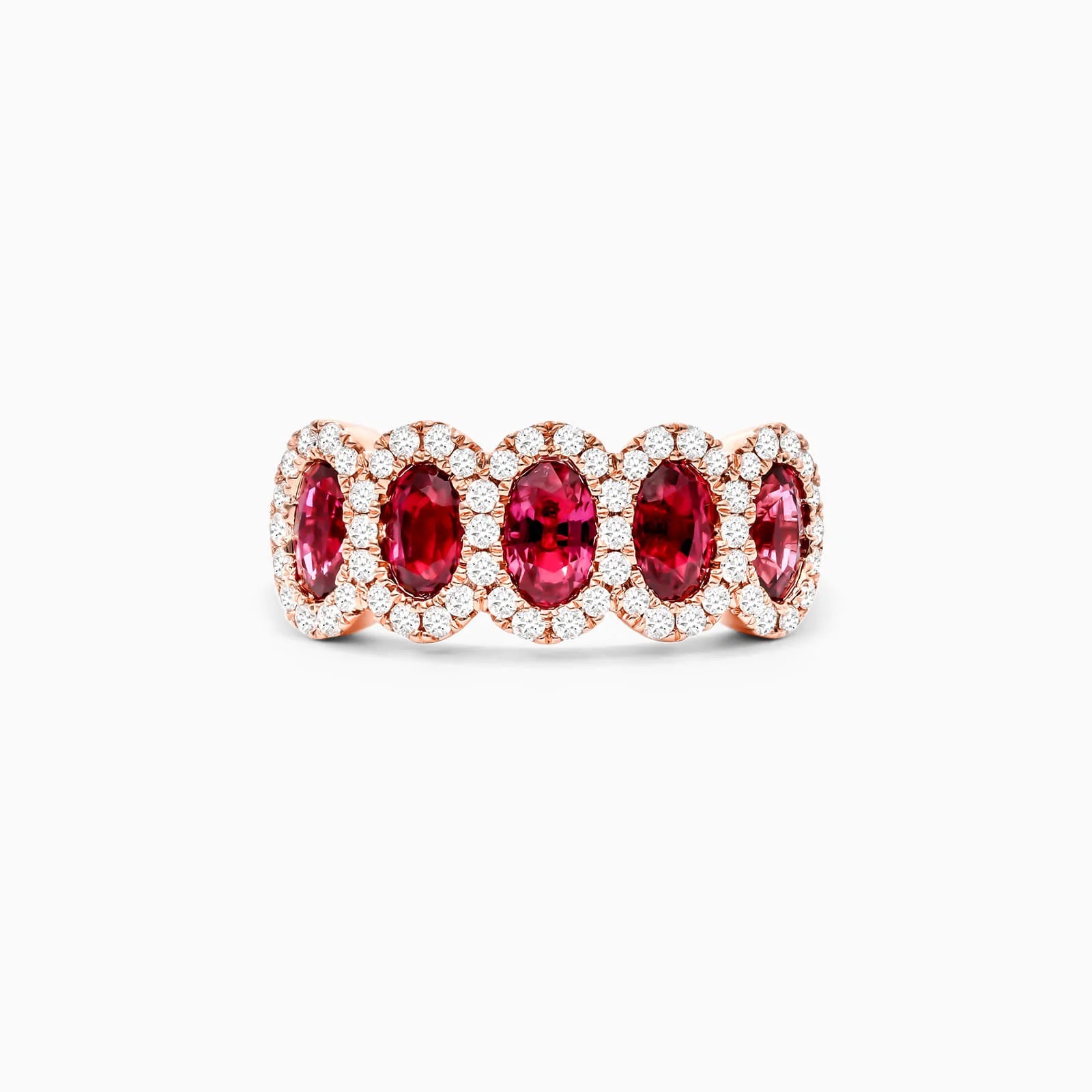 Anel De Ouro Rosa 18k C/ Rubis e Diamante Luxo Stacy