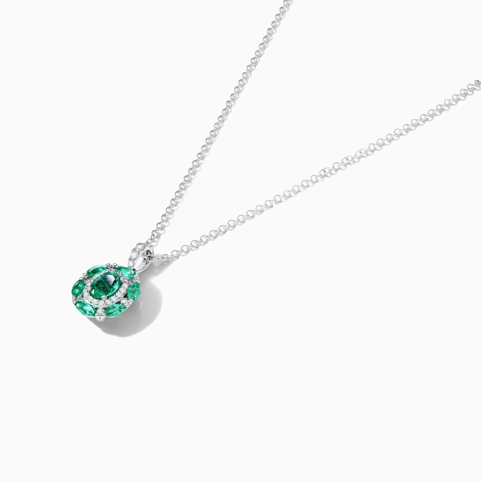 Colar Feminina Corrente em Ouro 18k de Esmeralda e Diamantes Luxo