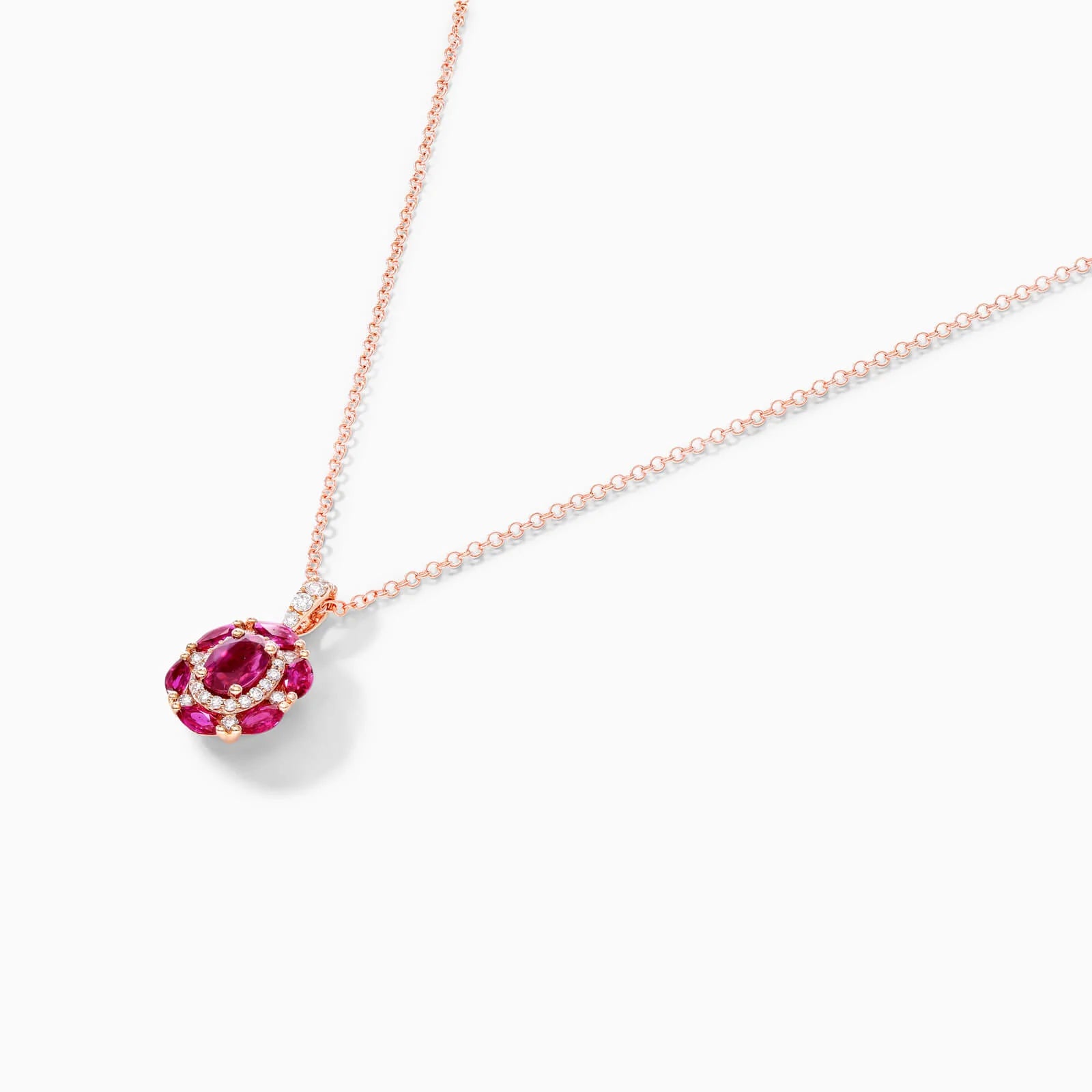 Colar Feminina Corrente em Ouro 18k de Rubis e Diamantes Luxo