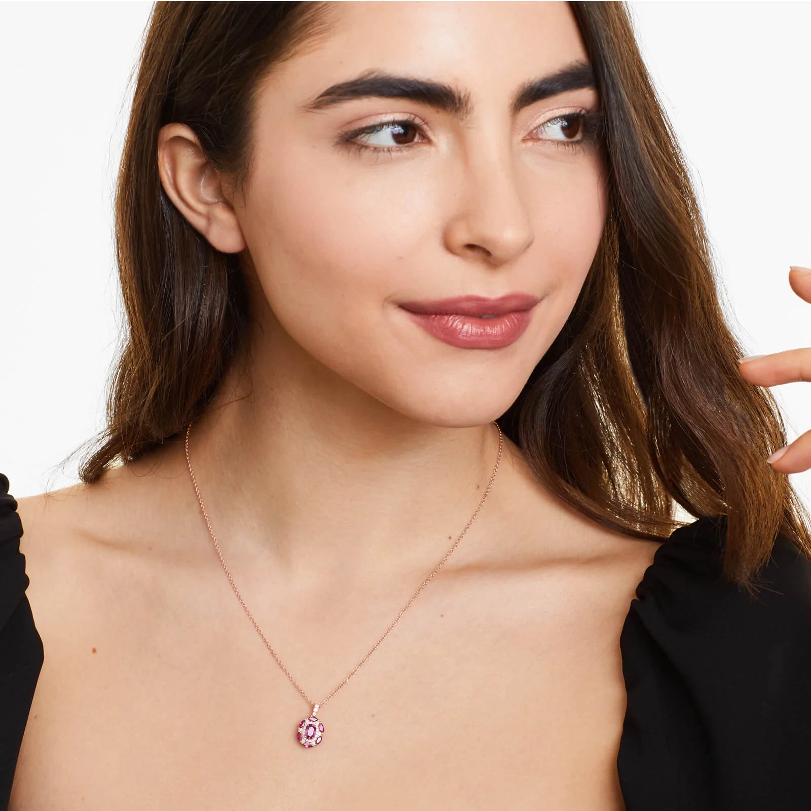 Colar Feminina Corrente em Ouro 18k de Rubis e Diamantes Luxo
