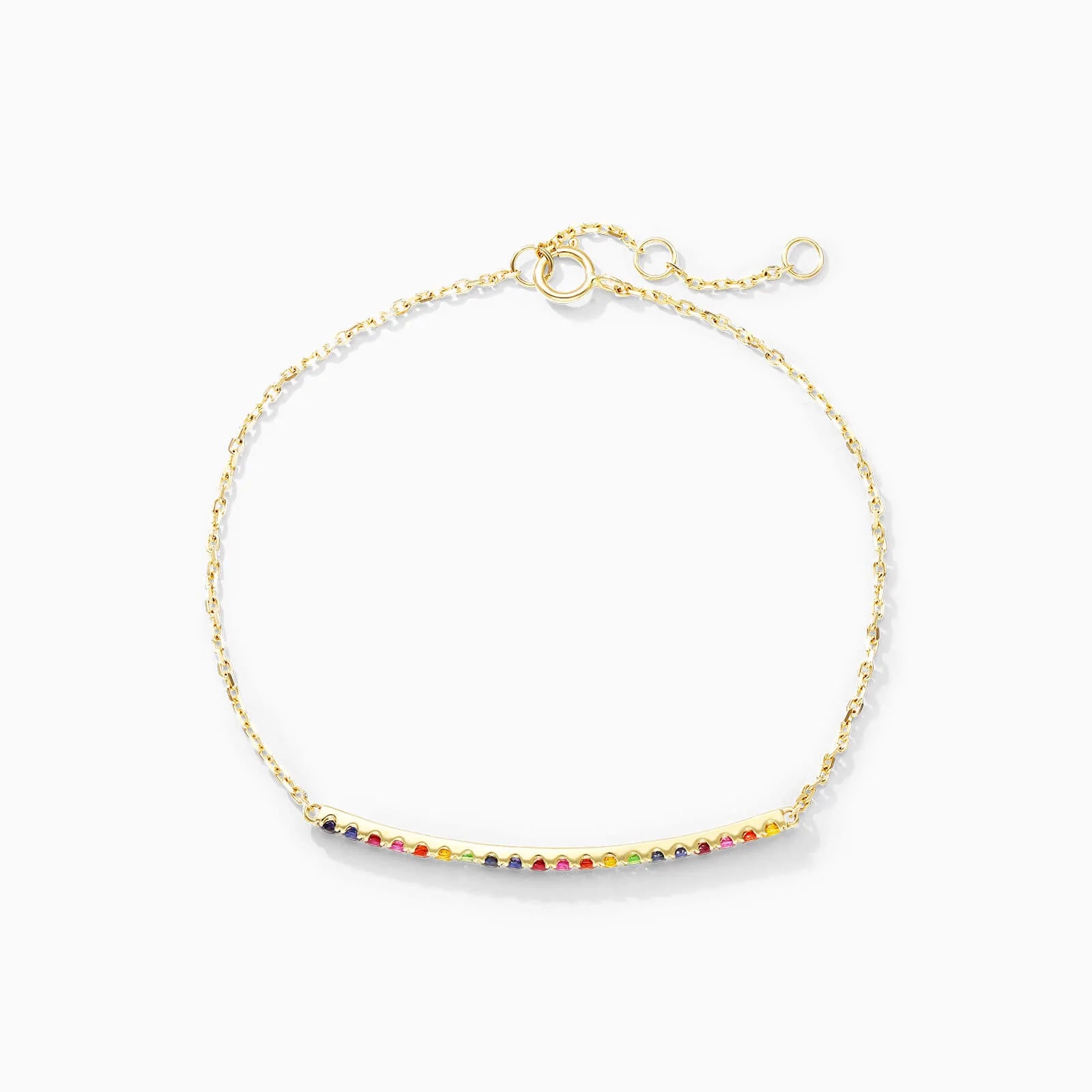 Pulseira Feminina de Ouro Amarelo 18k Barra de Arco Iris