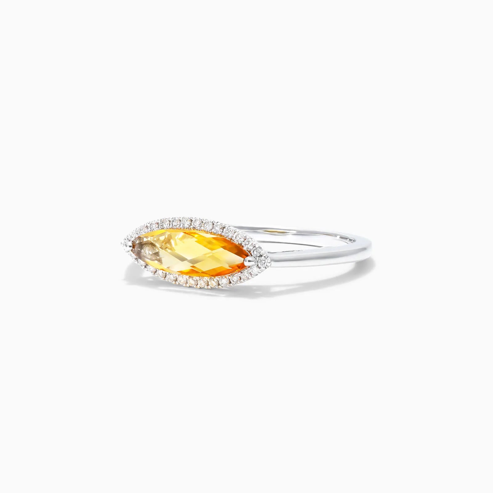 Anel De Noivado em Ouro 18k C/ Diamantes Brilhantes e Citrino