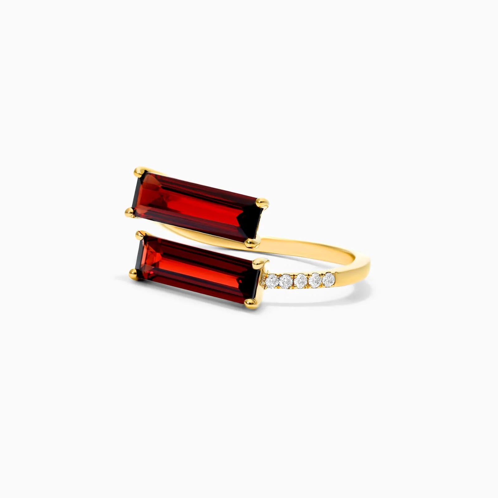 Anel De Ouro 18k Noivado C/ Diamante Brilhantes e Rubi Baguette