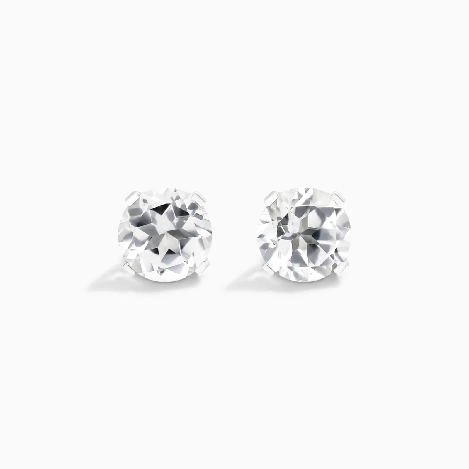 Brinco De Ouro 18k Feminino Solitario C/ Topazio Branco Luxo Delicado Argran