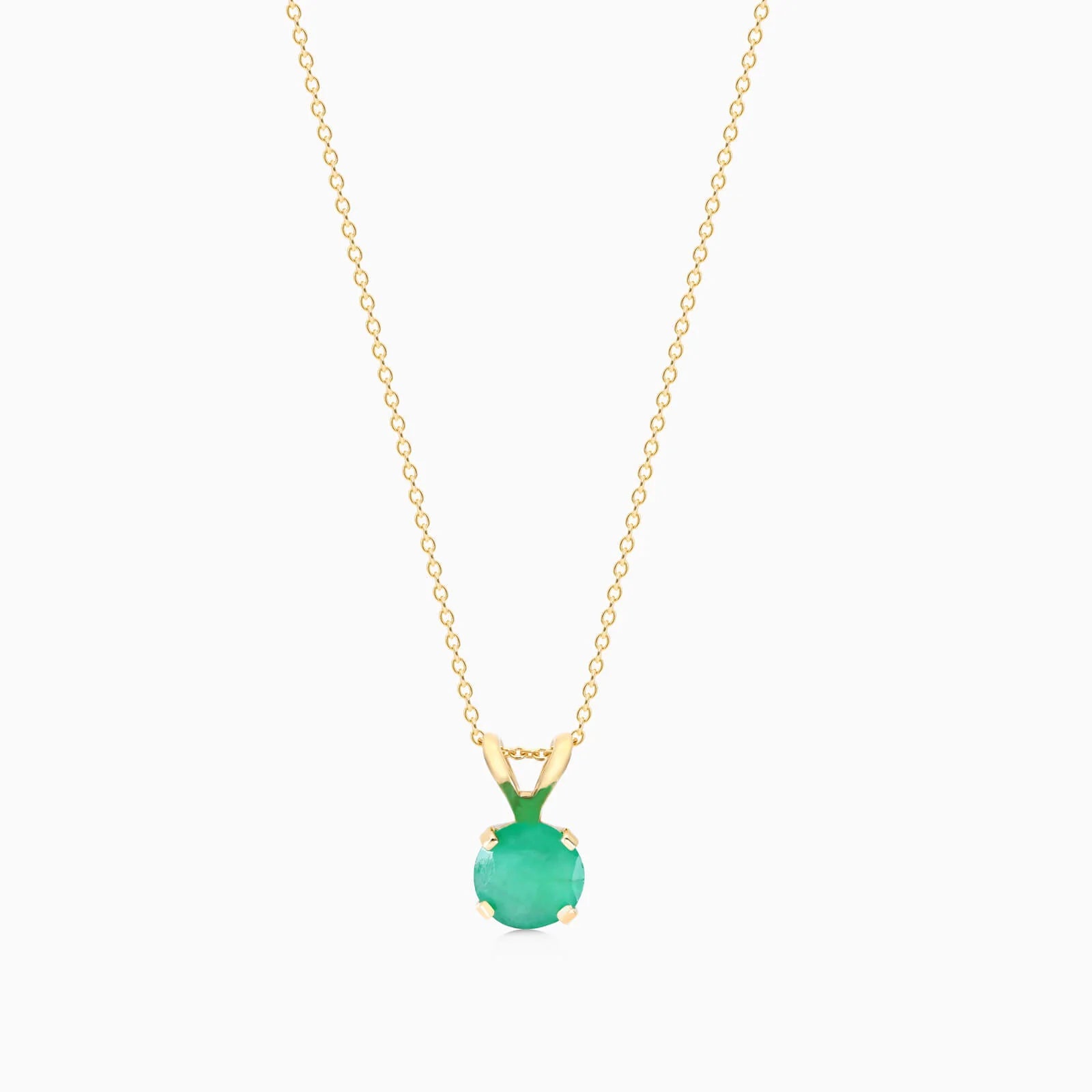 Colar Corrente Feminina em Ouro Amarelo 18k Esmeralda Solitaria