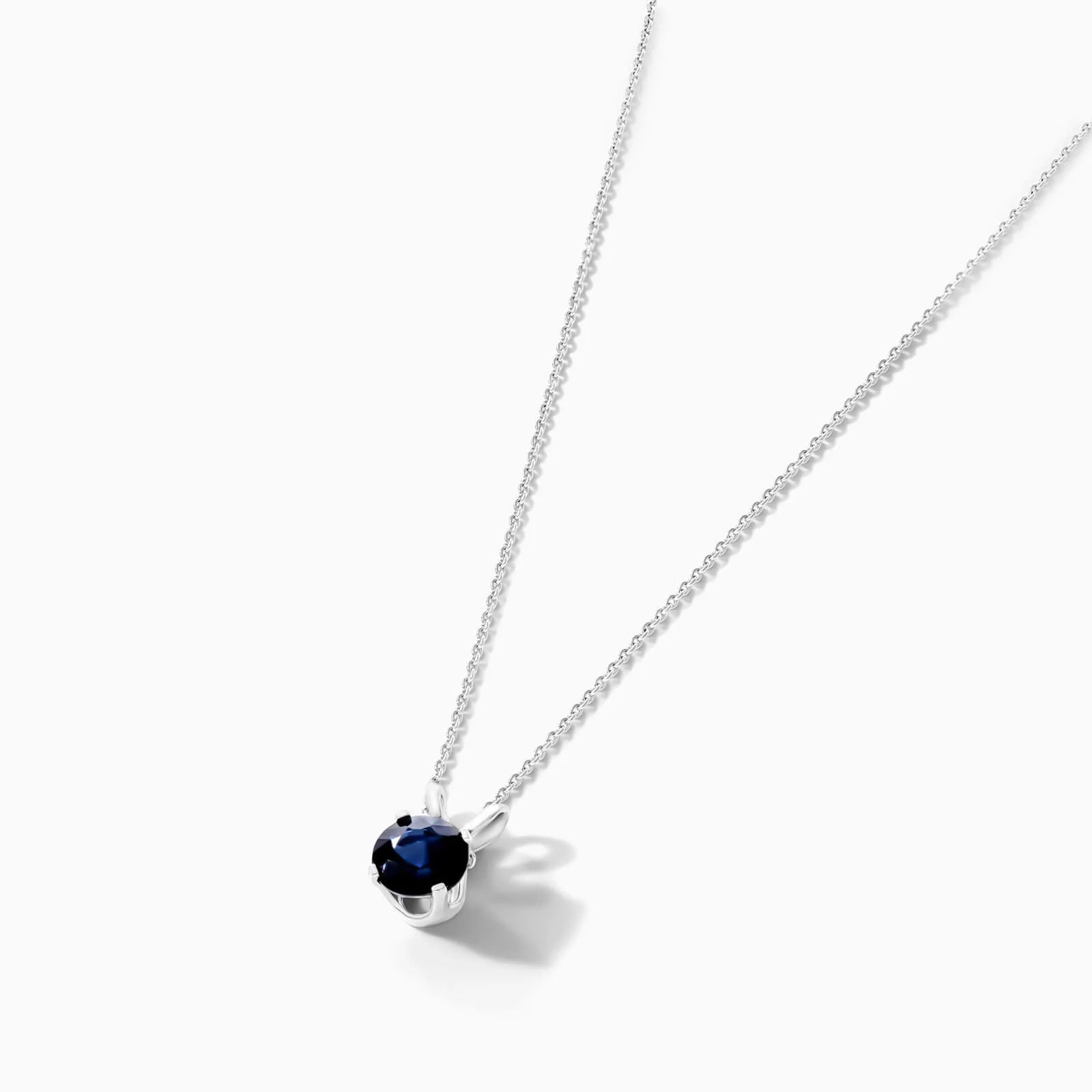 Colar Corrente Feminina em Ouro Branco 18k C/ Safira Azul Solitaria