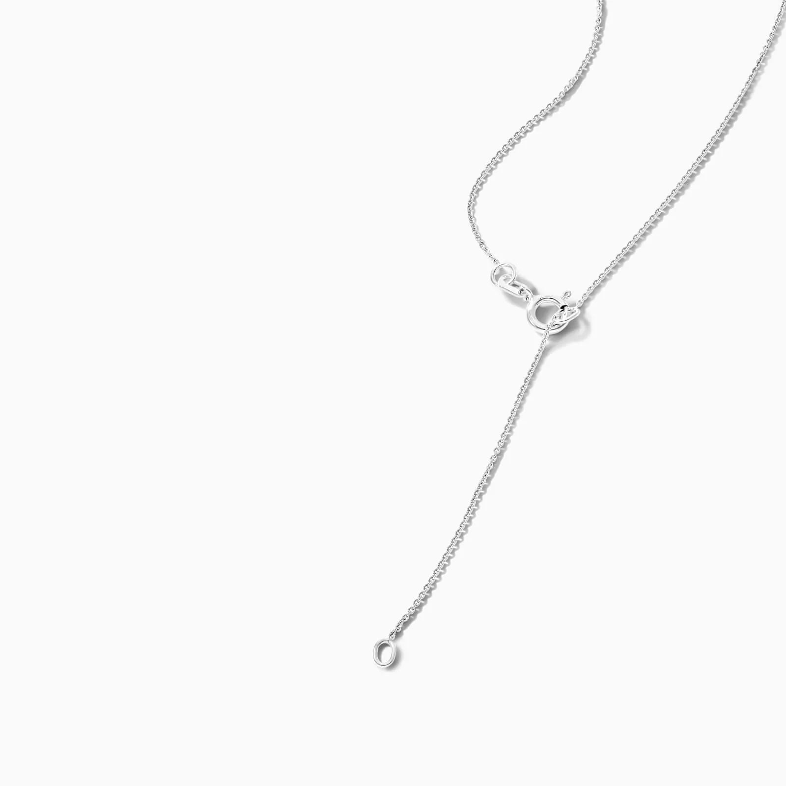 Colar Corrente Feminina em Ouro Branco 18k C/ Safira Azul Solitaria
