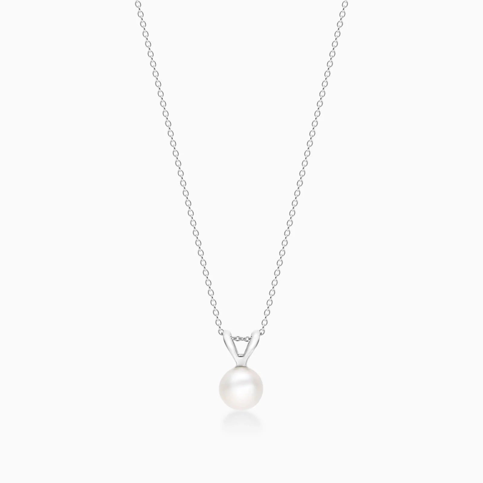 Colar Feminina Corrente em Ouro Branco 18k Solitario De Perola