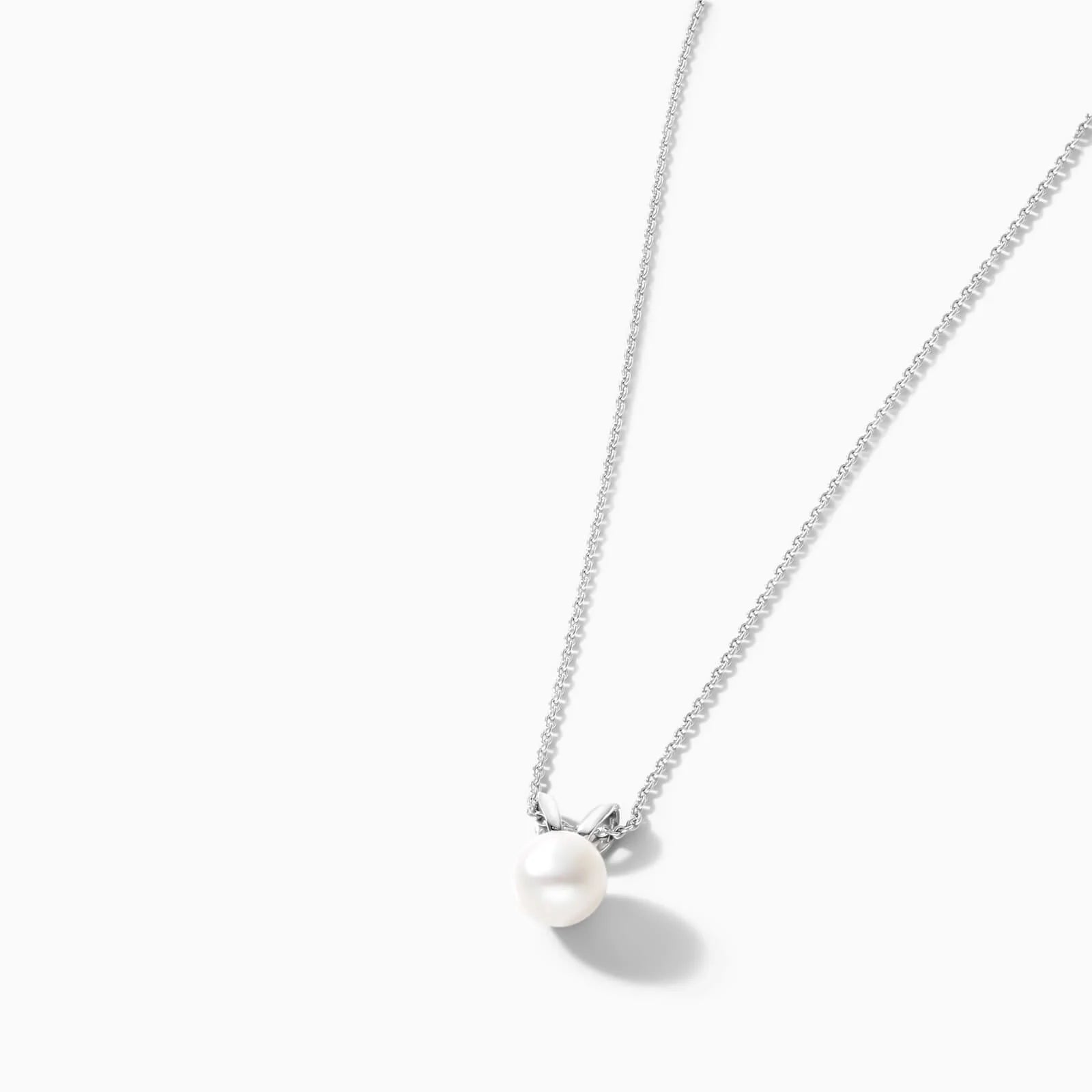 Colar Feminina Corrente em Ouro Branco 18k Solitario De Perola