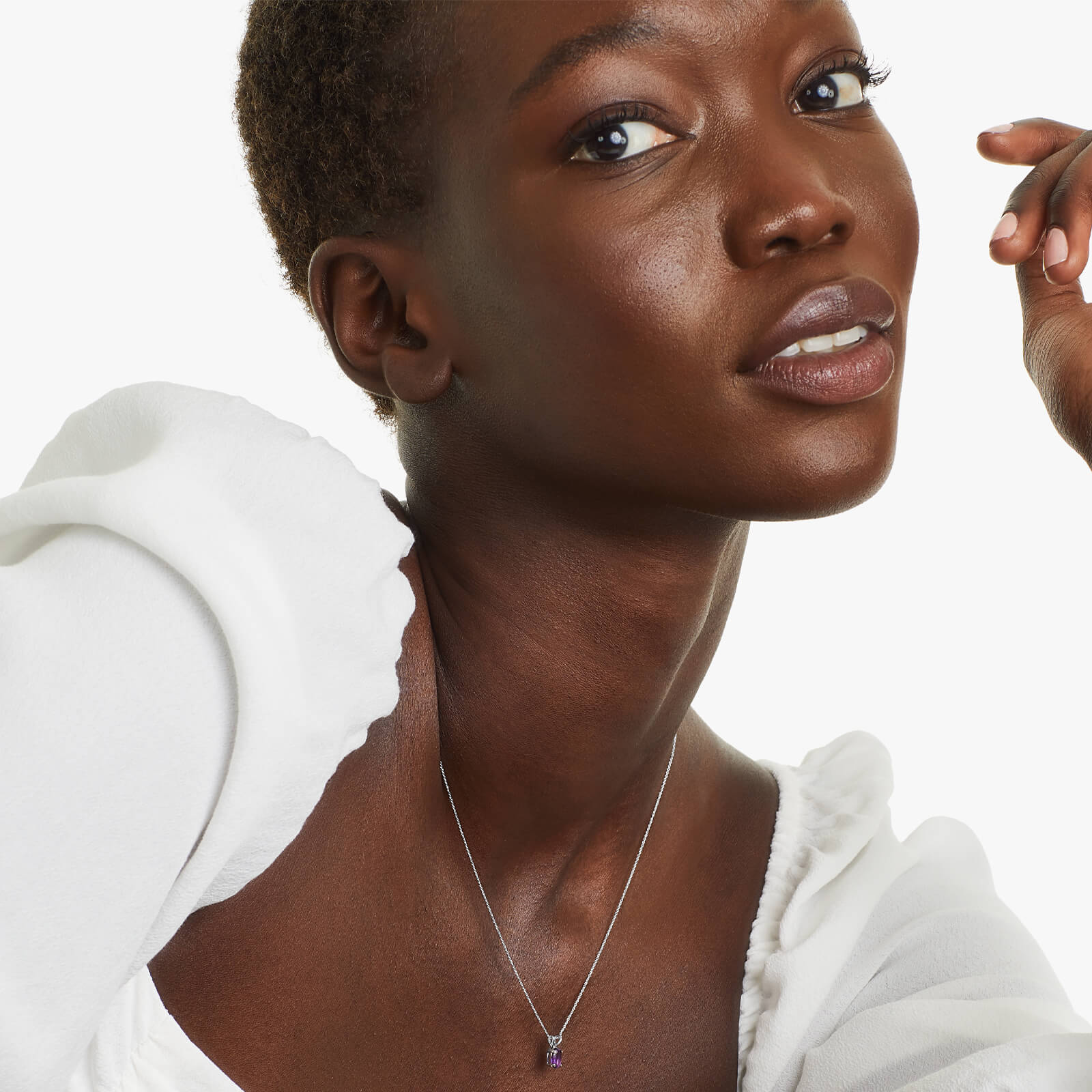 Corrente feminina em Ouro 18k ponto de luz ametista Luxo
