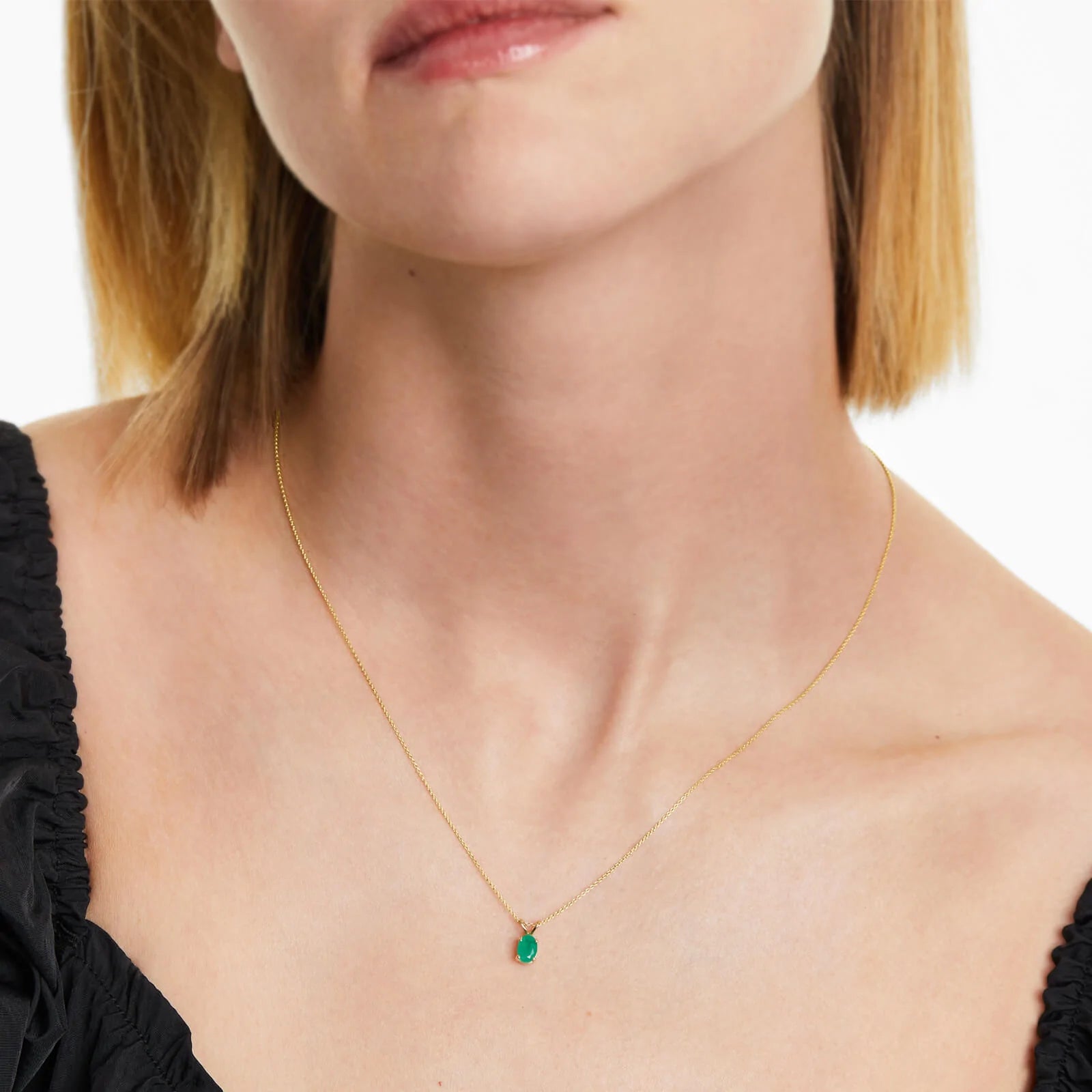 Corrente em Ouro 18k ponto de luz esmeralda Luxo