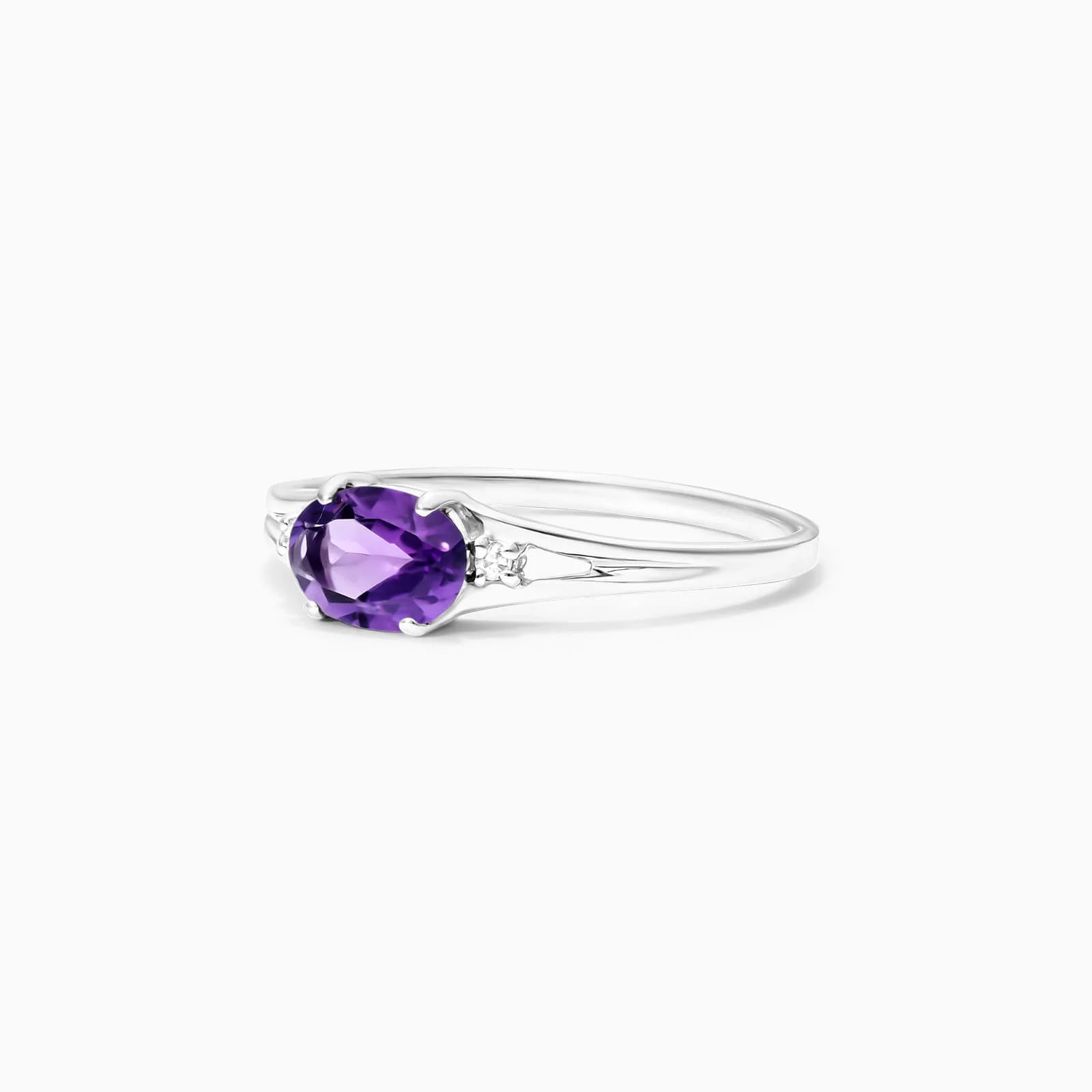 Anel De Ouro 18k iSabel C/ Ametista Solitario e Diamantes