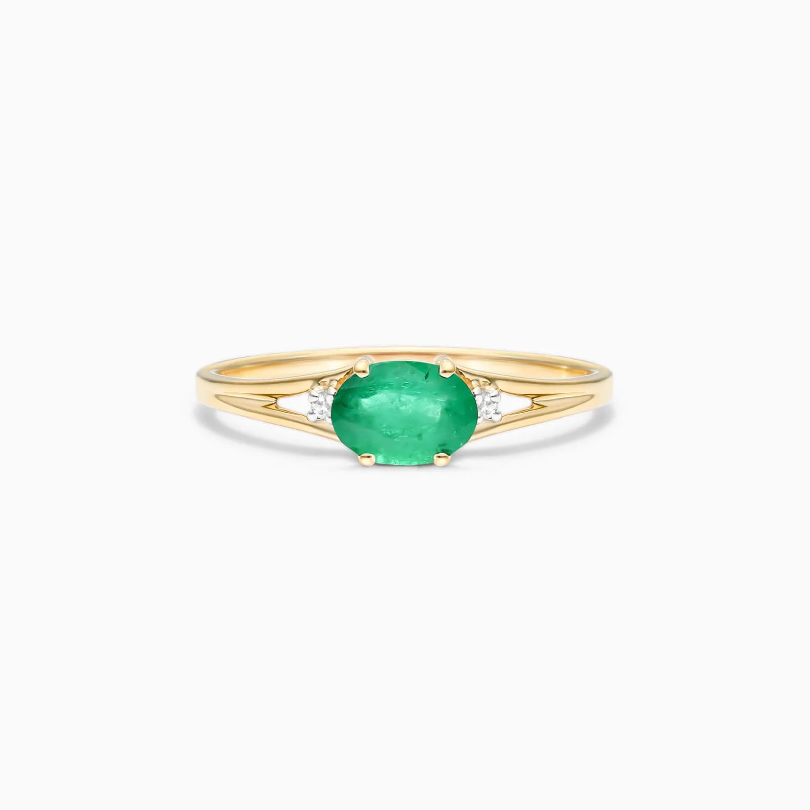 Anel De Ouro 18k iSabel C/ Esmeraldas Solitario e Diamantes