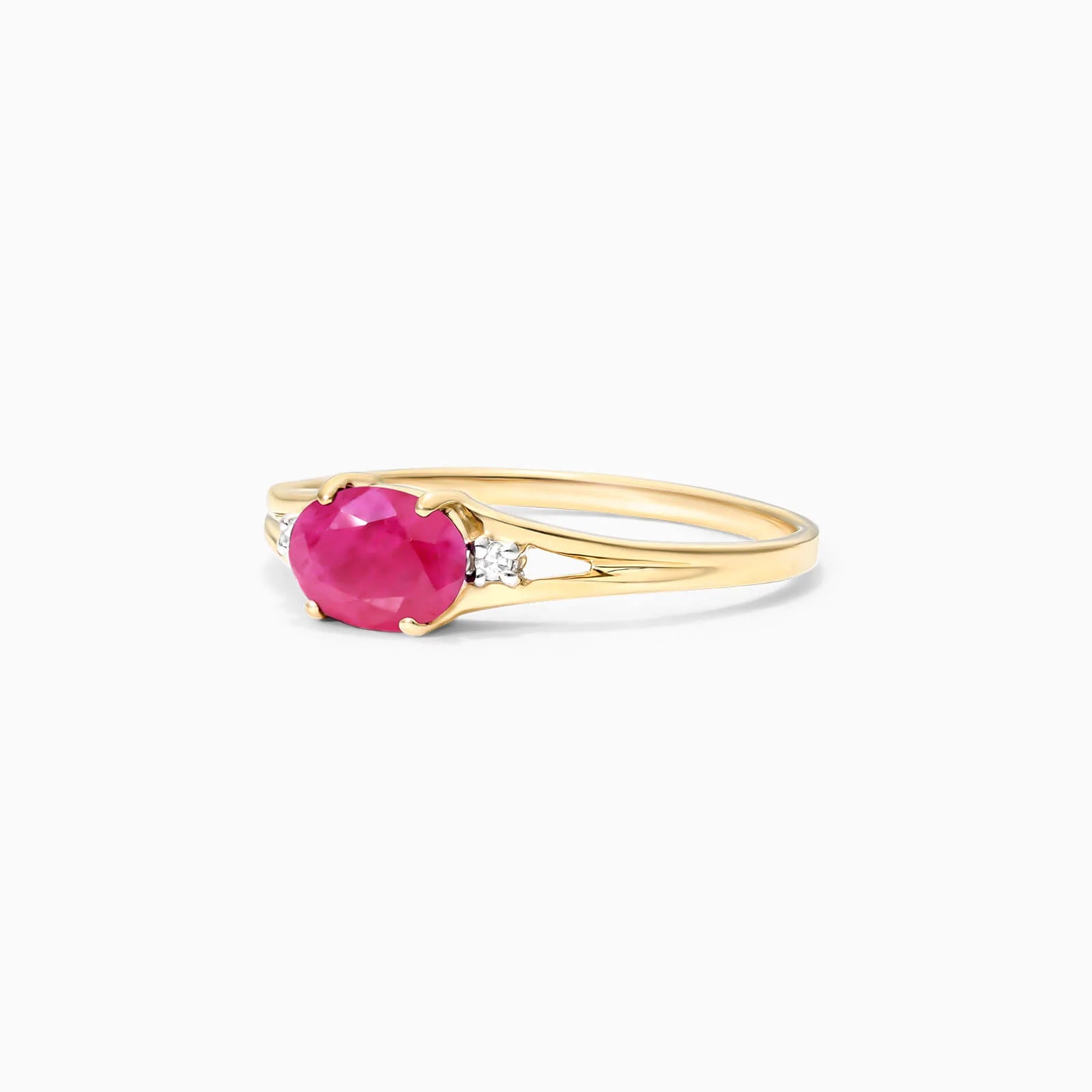 Anel De Ouro 18k iSabel C/ Rubi Solitario e Diamantes