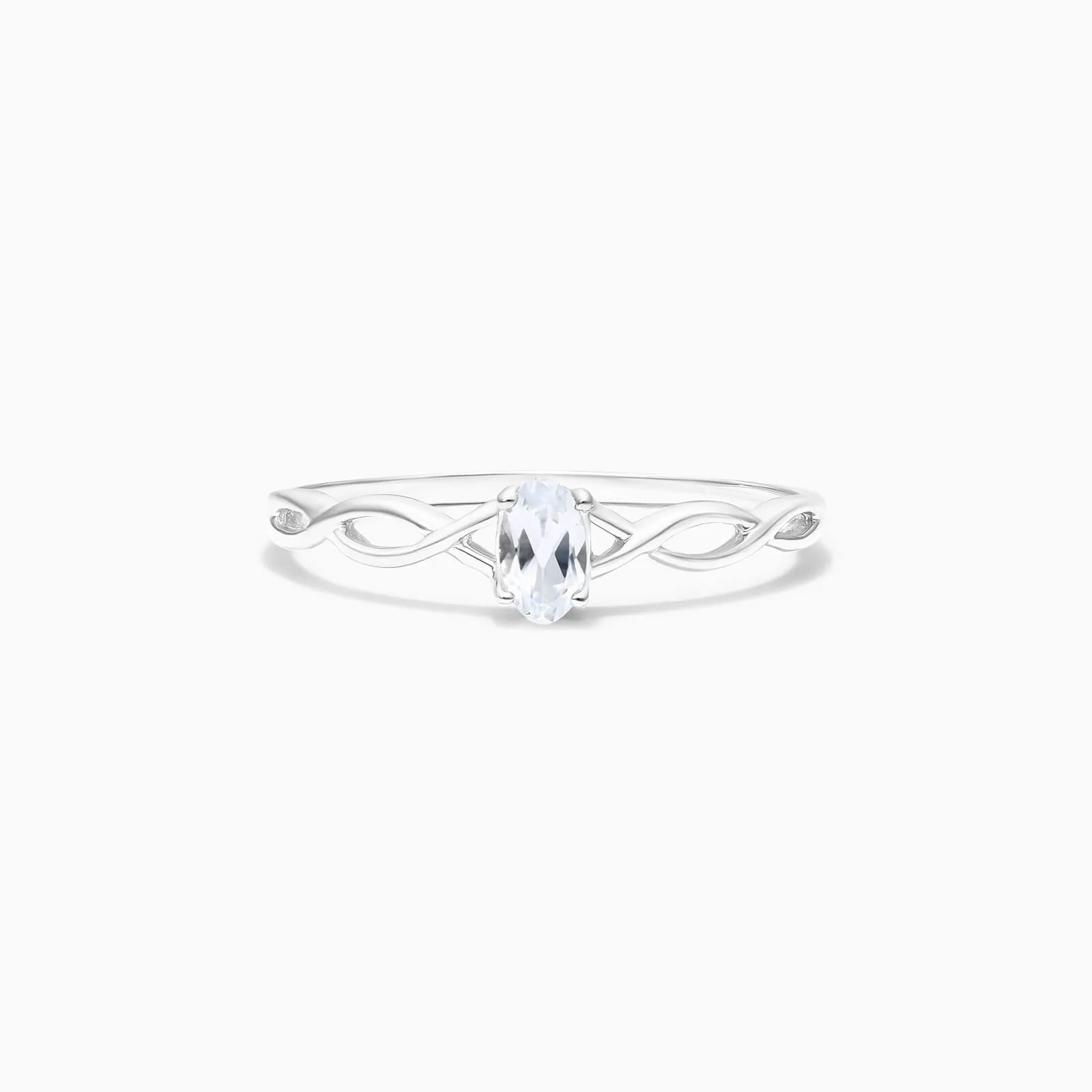 Anel De Ouro 18k Pedra Preciosa Topazio Branco de Luxo