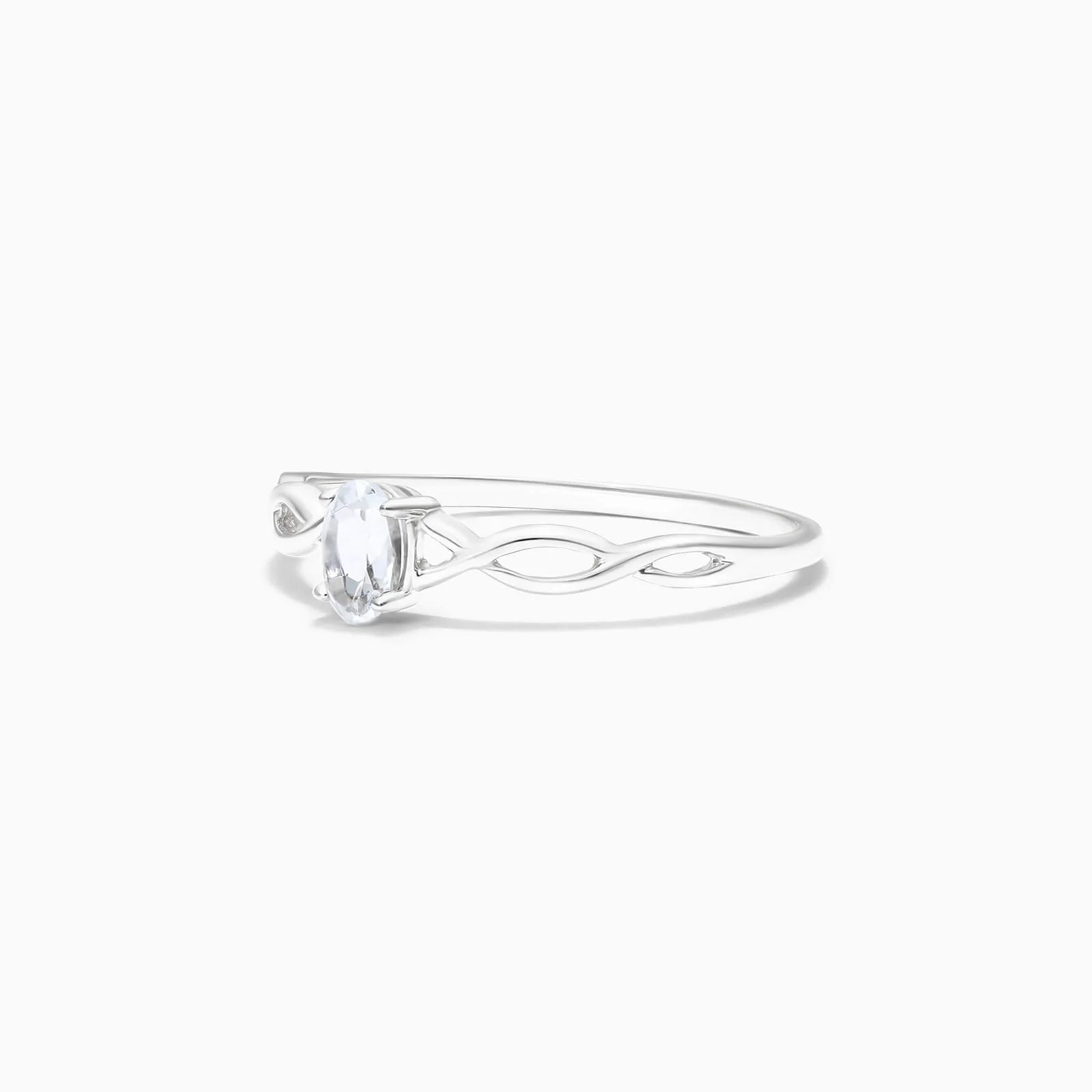 Anel De Ouro 18k Pedra Preciosa Topazio Branco de Luxo