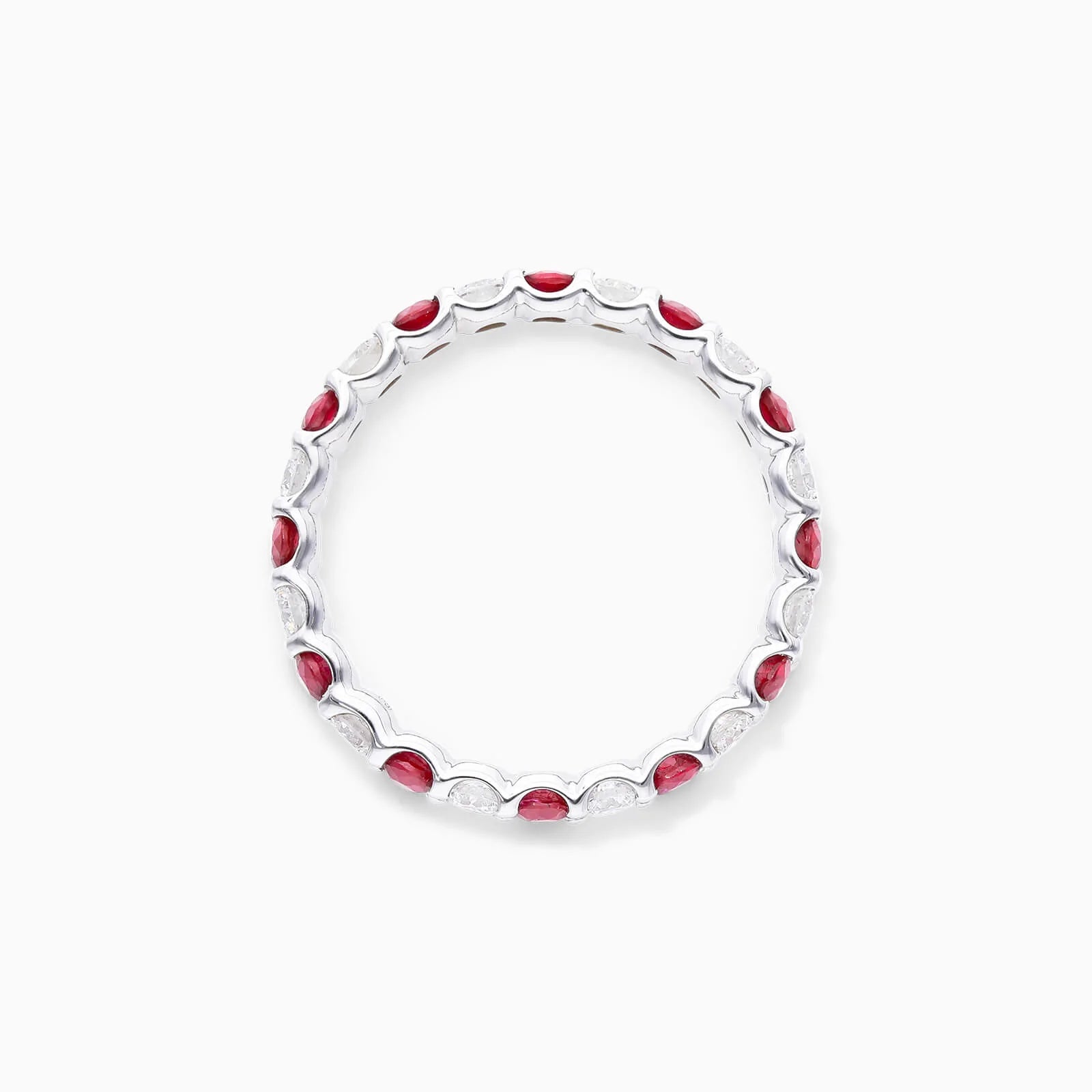 Anel Eternidade De Ouro 18k C/ Diamantes Brilhantes e Rubi