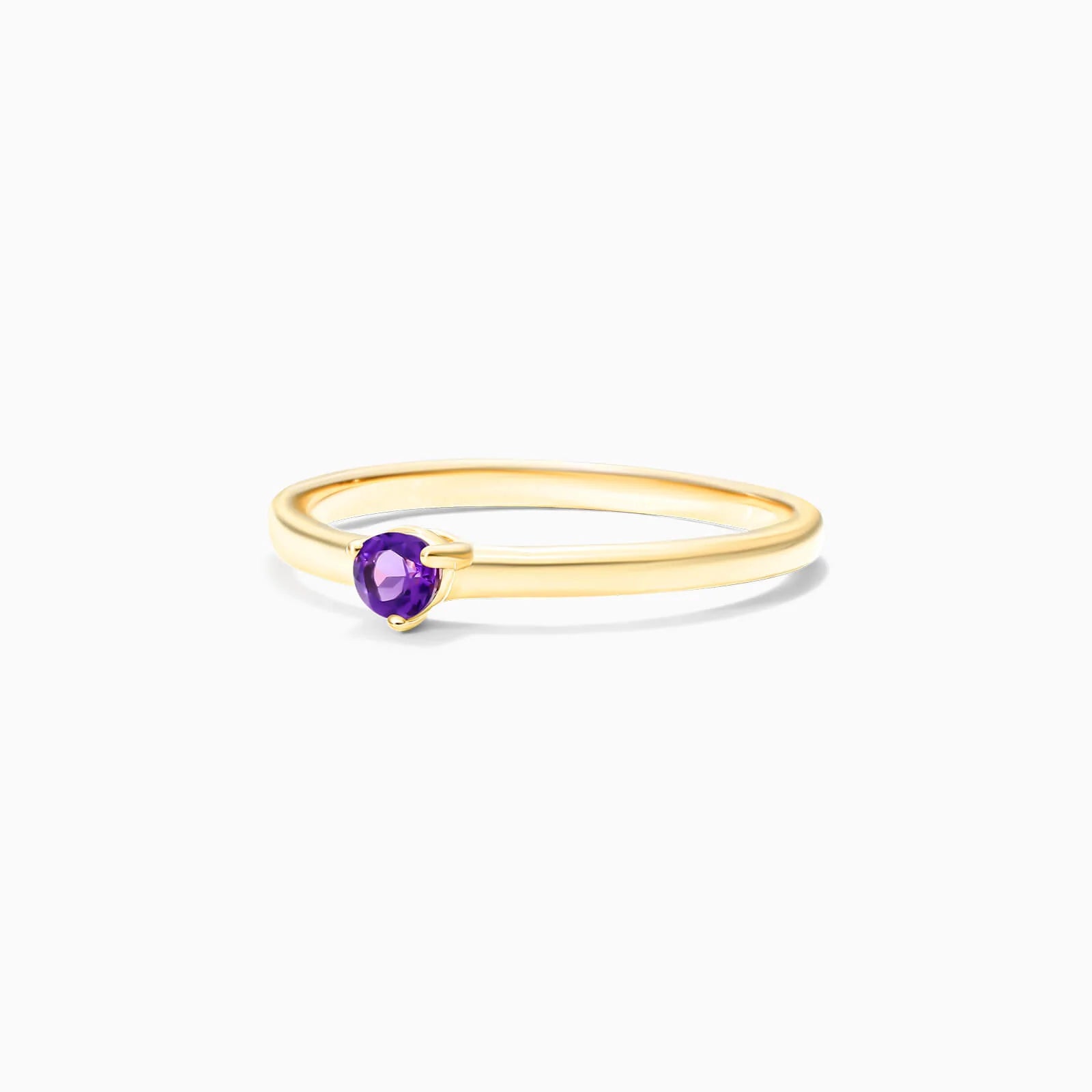 Anel De Ouro 18k Petite Ametista Solitario Delicado Luxo