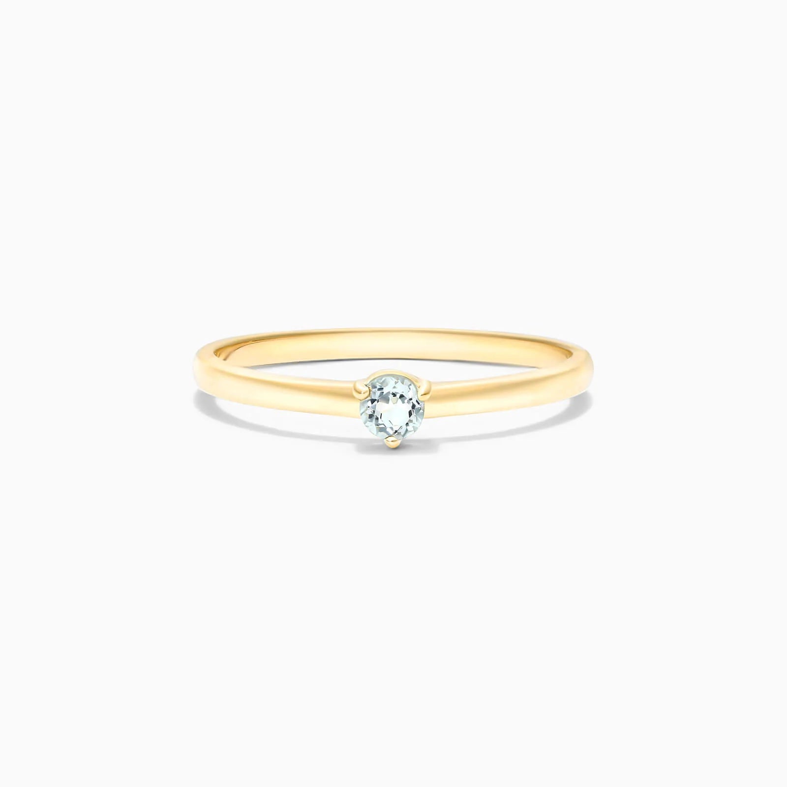 Anel De Ouro 18k Petite Agua-Marinha Solitario Delicado Luxo