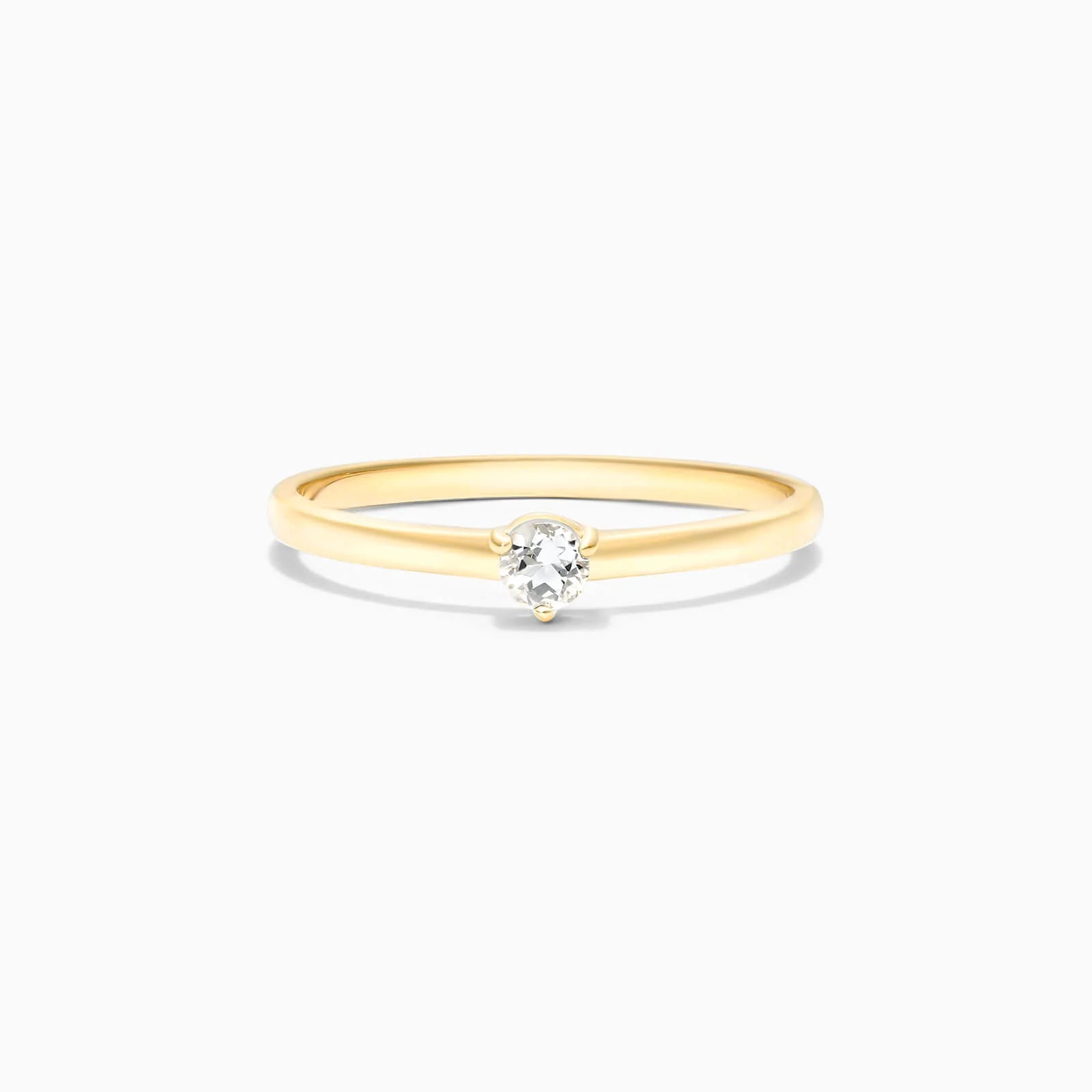 Anel De Ouro 18k Petite Topazio Branco Solitario Delicado Luxo