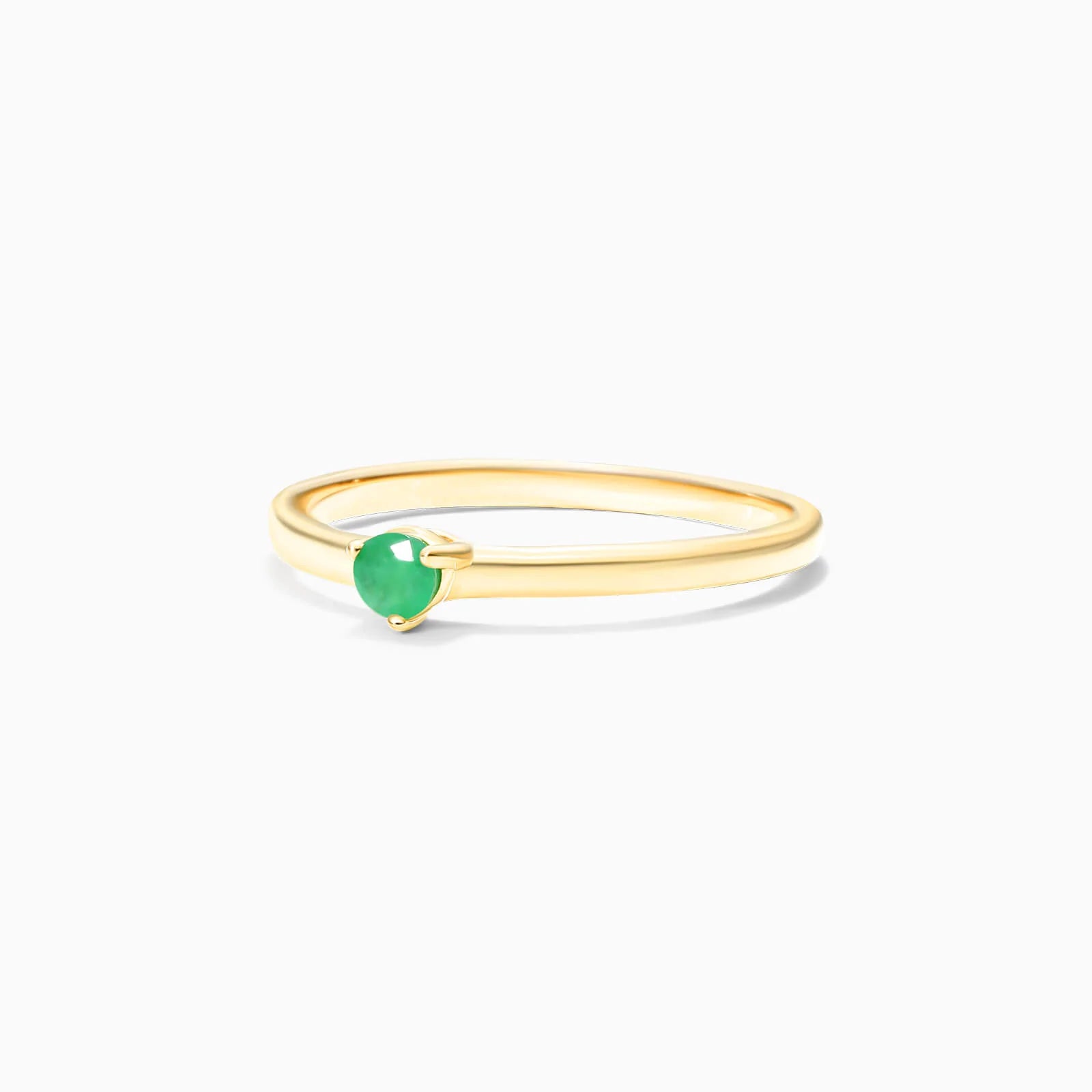 Anel De Ouro 18k Petite Esmeralda Solitario Delicado Luxo