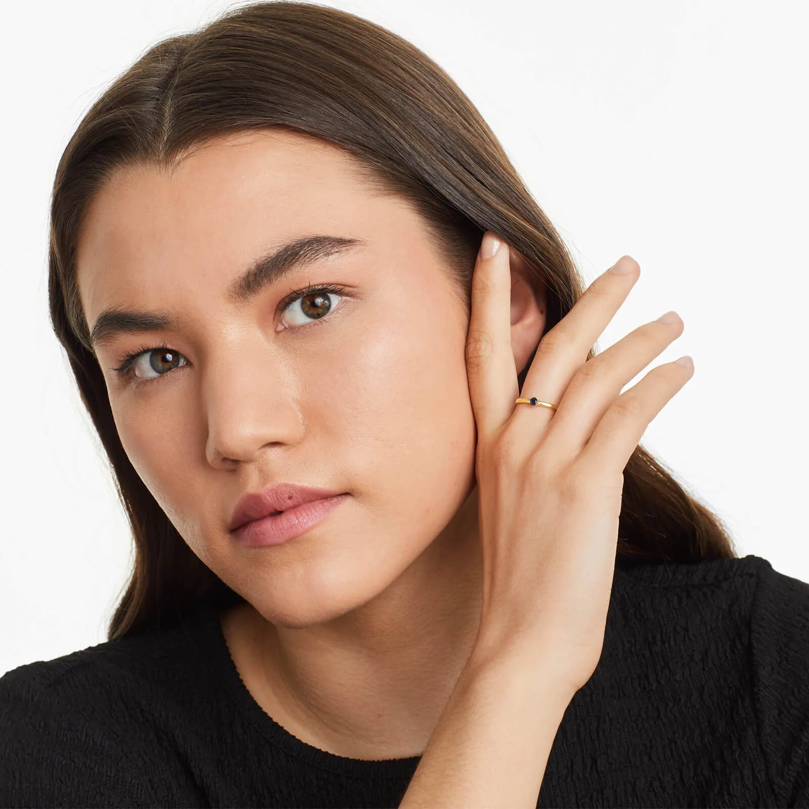 Anel De Ouro 18k Petite Safira Azul Solitario Delicado Luxo