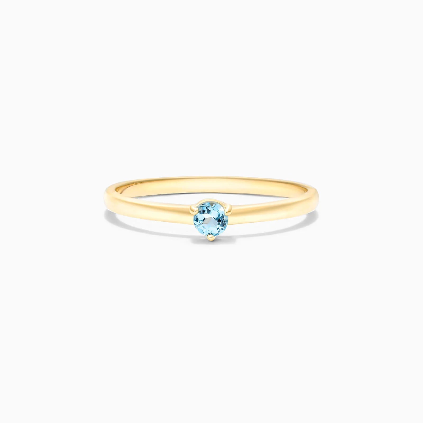 Anel De Ouro 18k Petite Topazio Azul Solitario Delicado Luxo