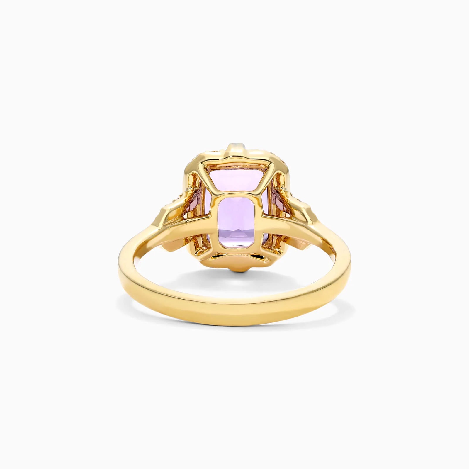 Anel De Noivado em Ouro 18k Solitario Ametista e Diamantes Brilhantes