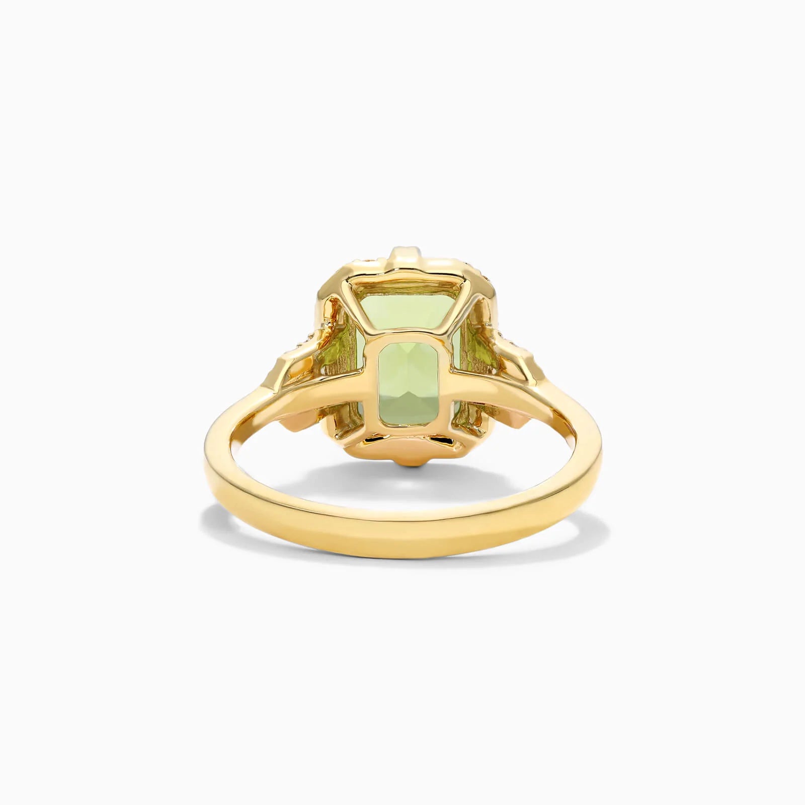 Anel De Noivado em Ouro 18k Solitario Peridoto e Diamantes Brilhantes
