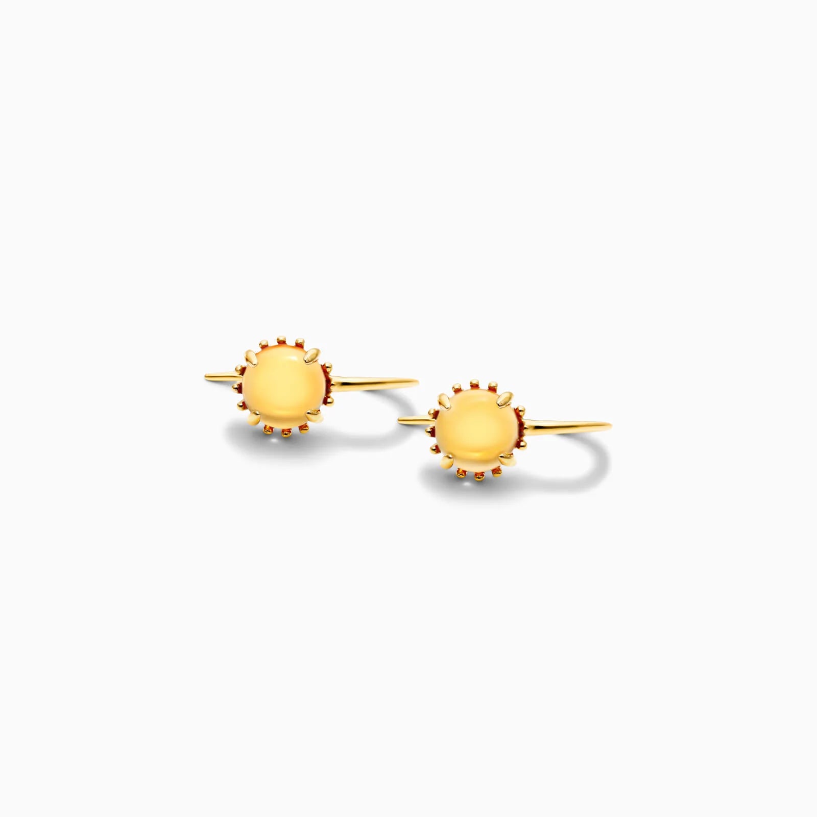 Brinco De Ouro 18k Feminino C/ Citrino Dourado Luxo Delicado
