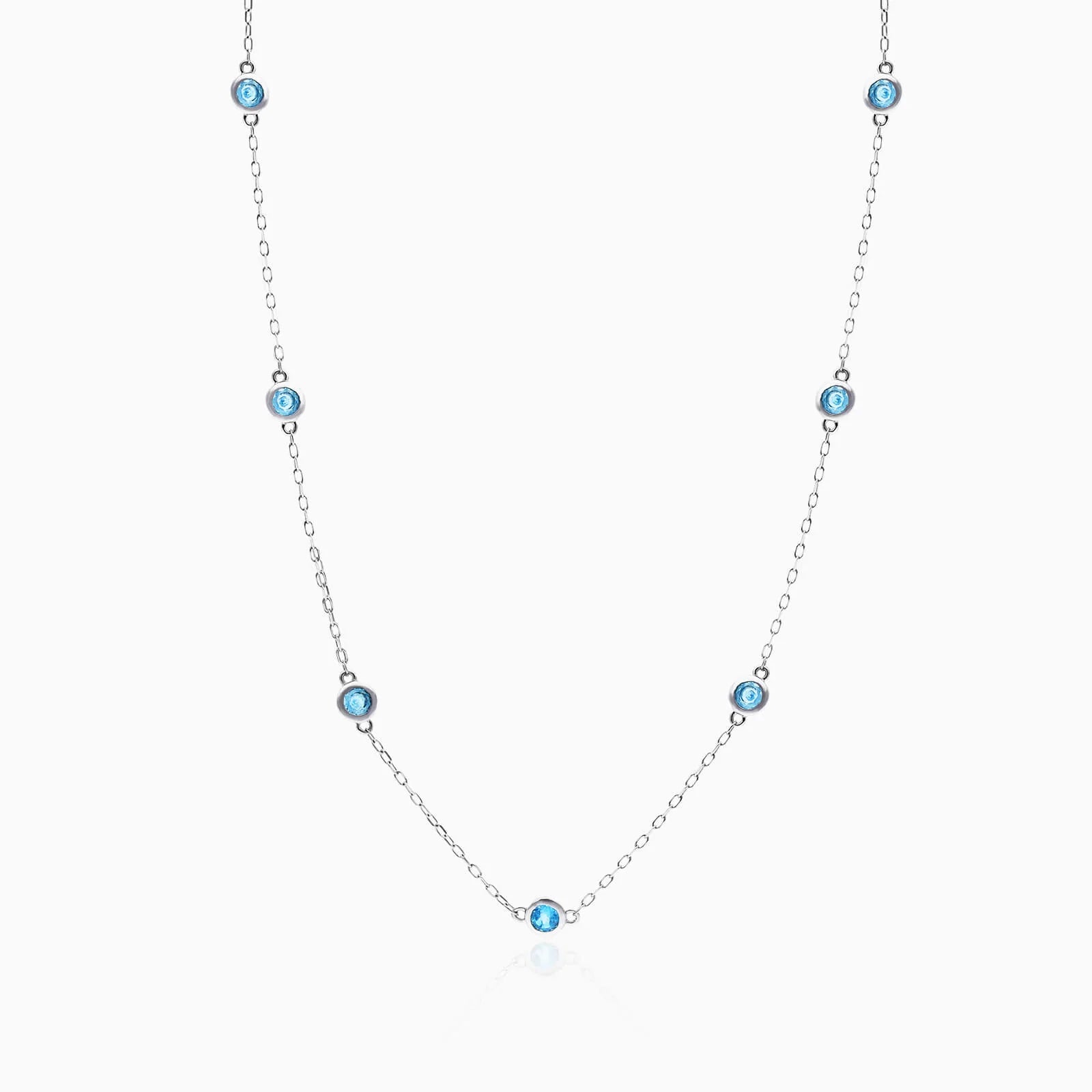 Corrente de Ouro Feminina 18k C/ Topazio Azul Coleçao Scarlat