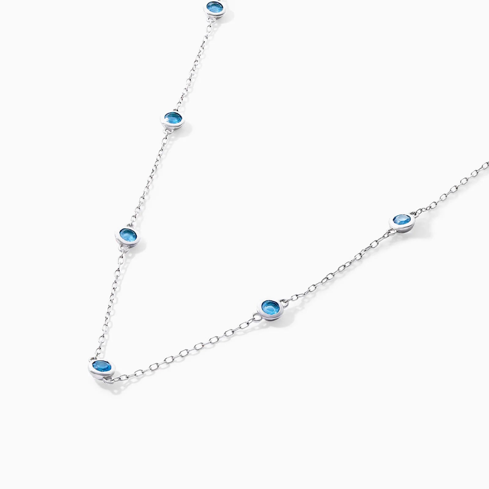Corrente de Ouro Feminina 18k C/ Topazio Azul Coleçao Scarlat