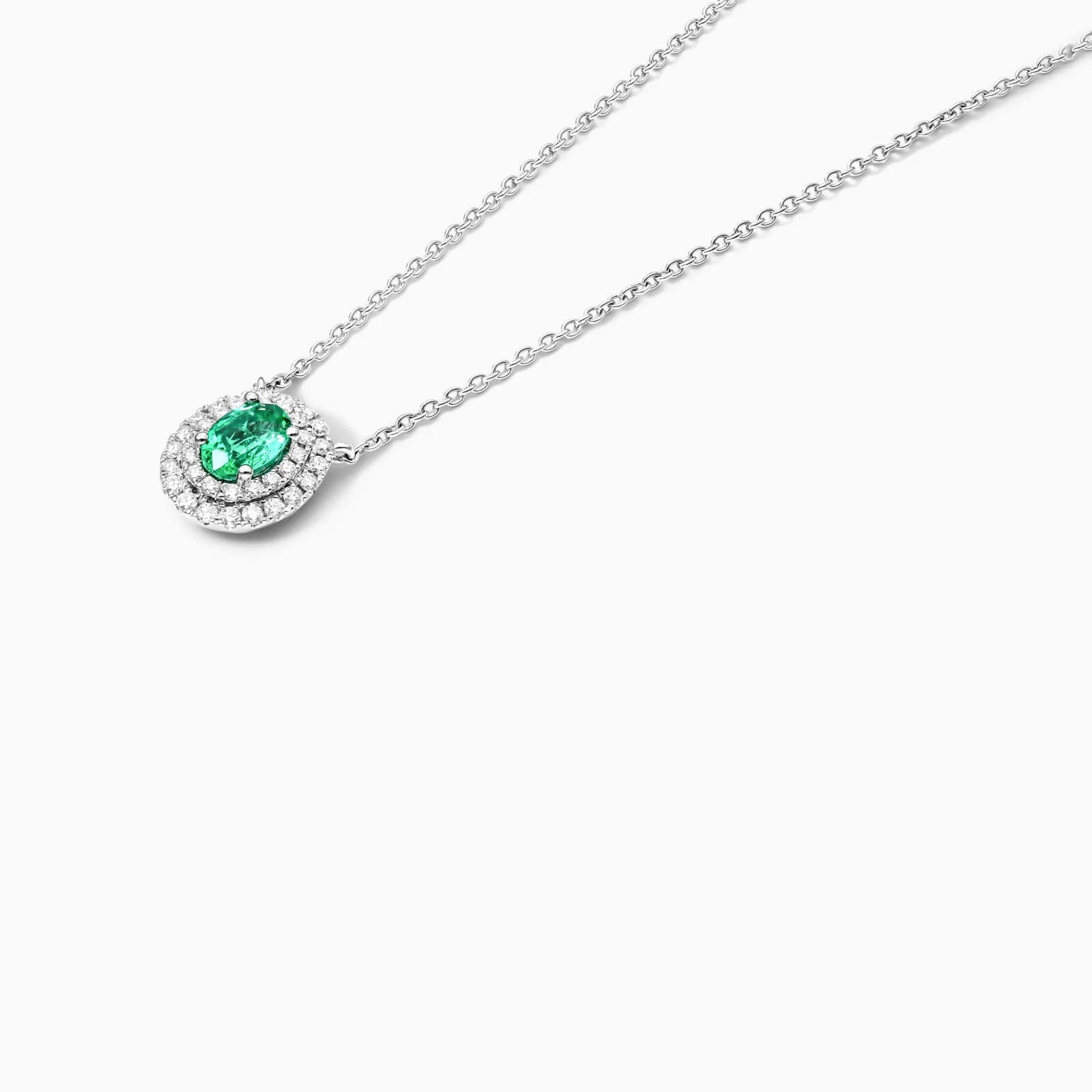Corrente feminina em Ouro 18k diamantes e Esmeralda Luxo