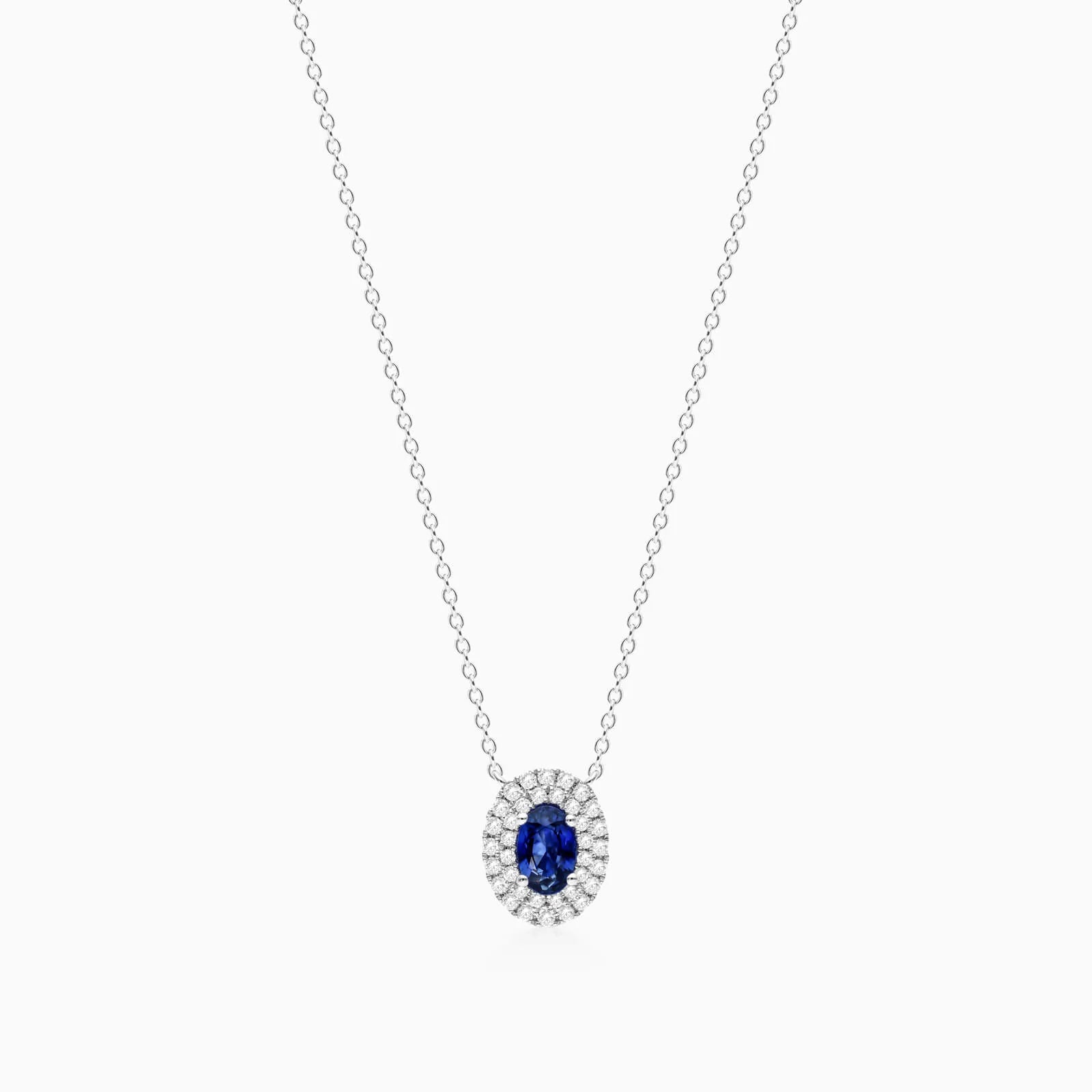 Corrente feminina em Ouro 18k diamantes e safira Luxo