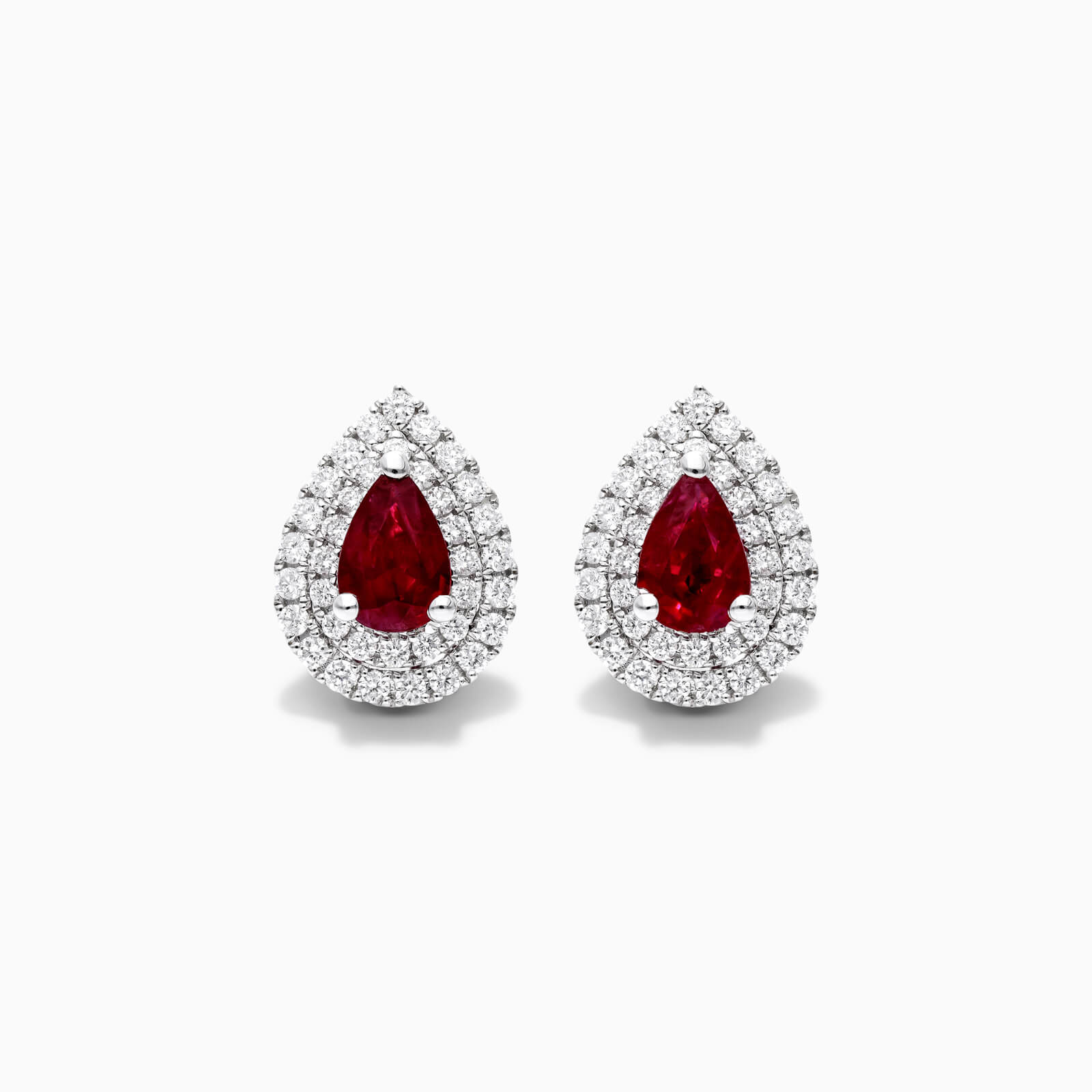 Brinco De Ouro 18k Feminino C/ Diamantes Brilhantes e Rubi Pera