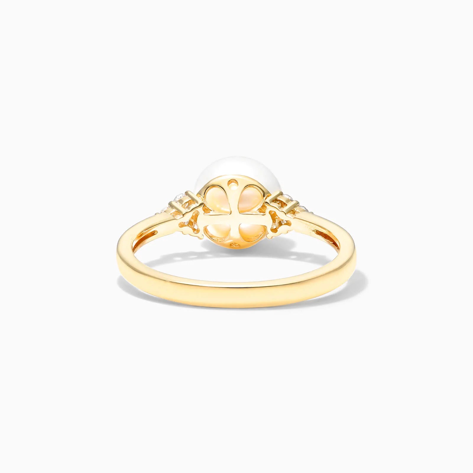 Anel Trio De Diamante C/ Perola em Ouro Amarelo 18k
