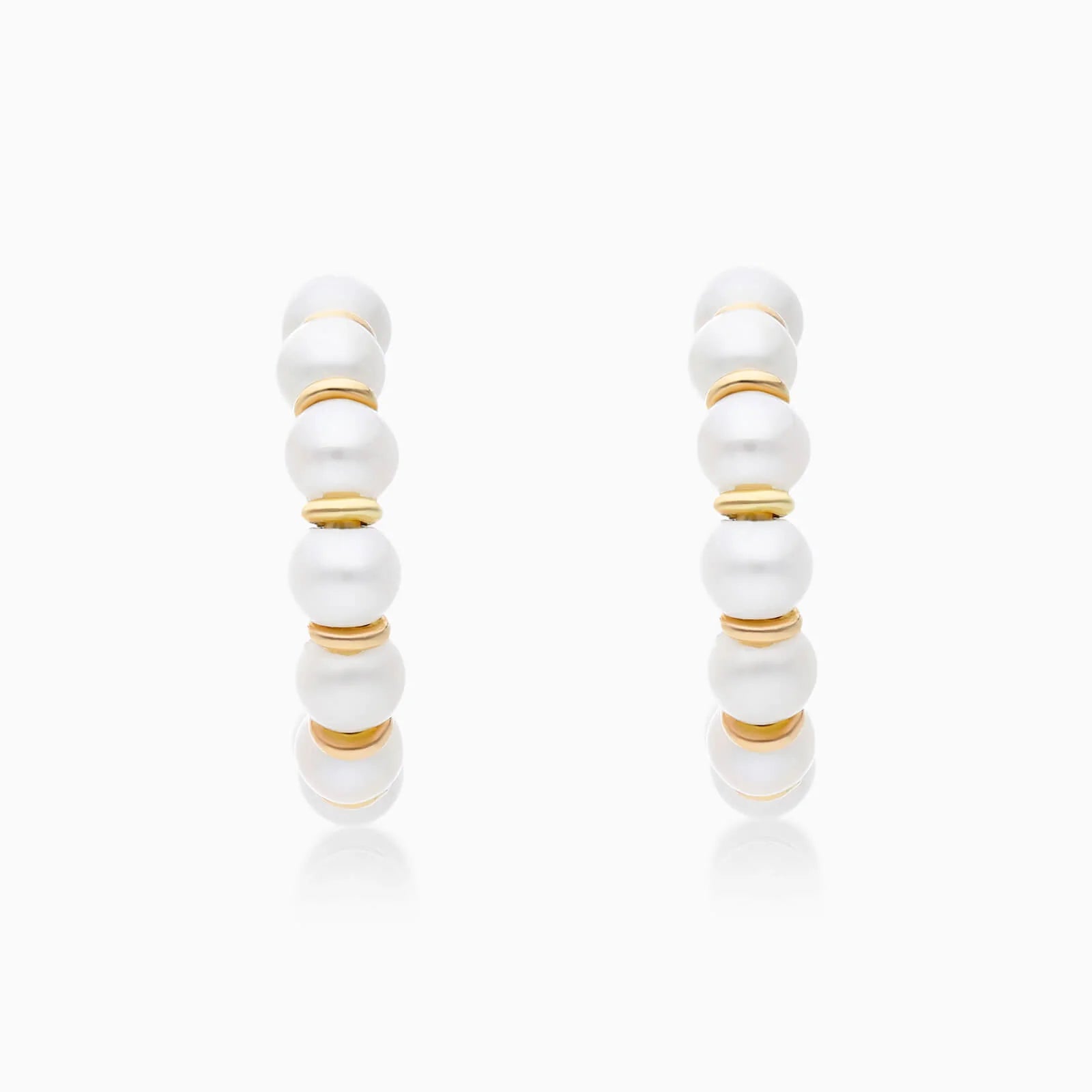 Brinco de Argola Aberta em Ouro Amarelo 18k Com Perolas