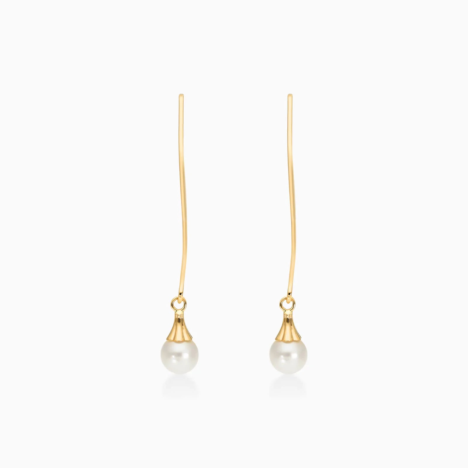 Brinco Fio de Ouro Amarelo 18k Com Perola Akoya