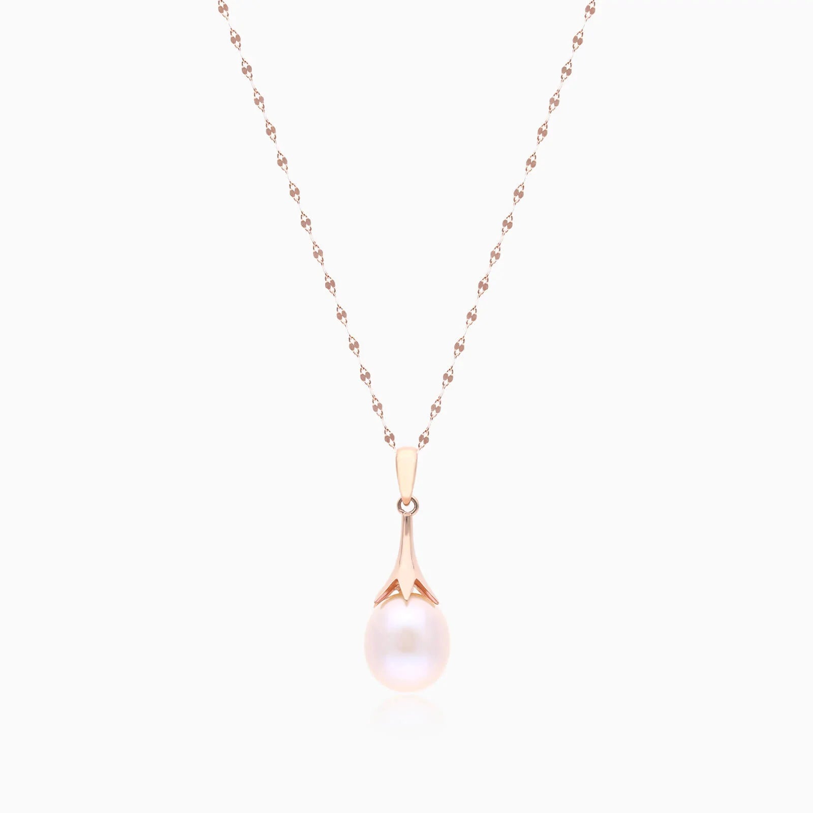 Colar Corrente De Ouro Rose 18k Feminina c/ Pingente Perola de Gota