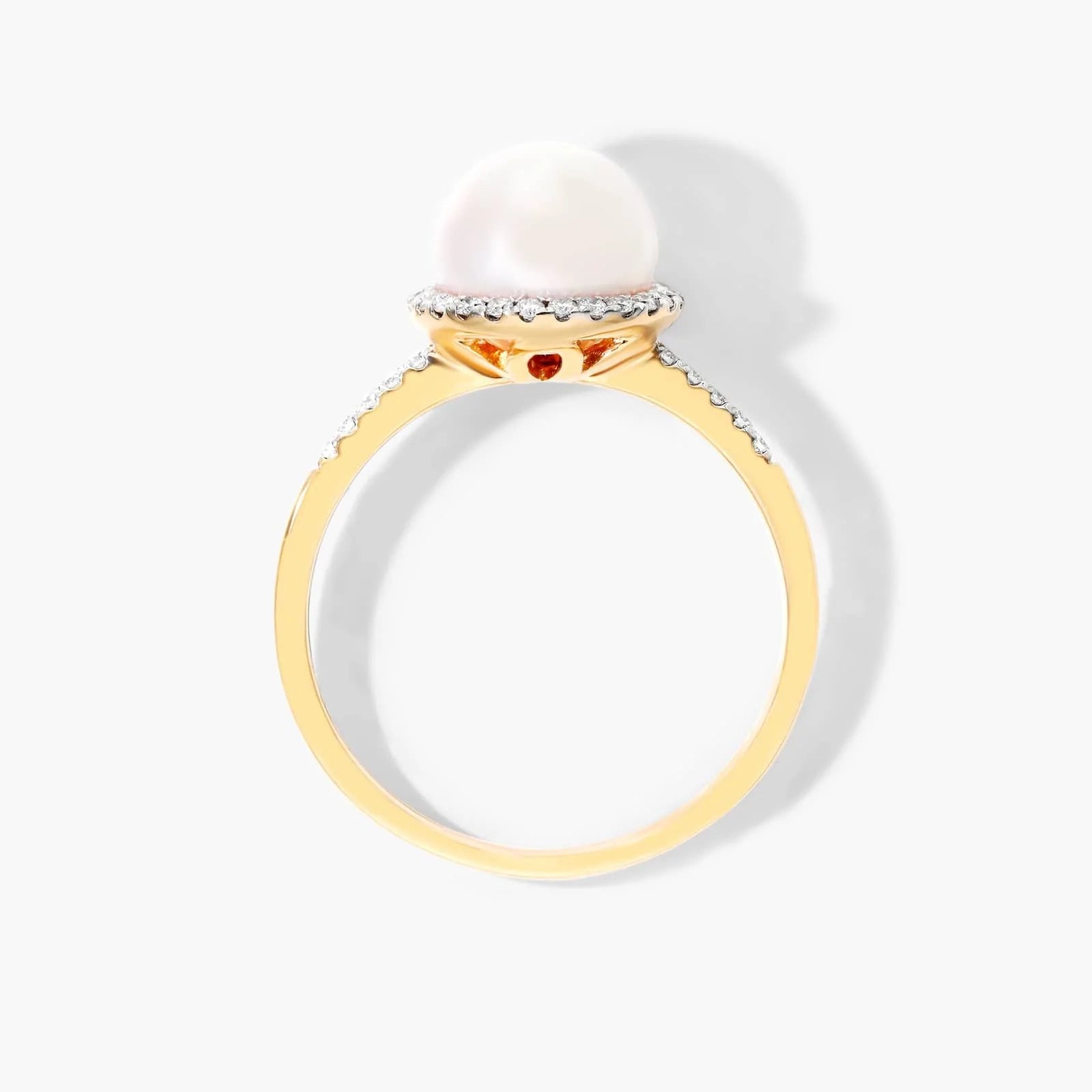 Anel De Diamante e Perola Solitaria em Ouro 18k