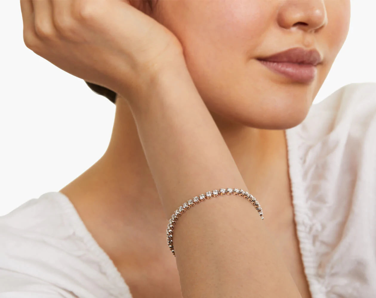 Pulseira Riviera Três Pontas De Diamante Ouro Branco 18K 500pts